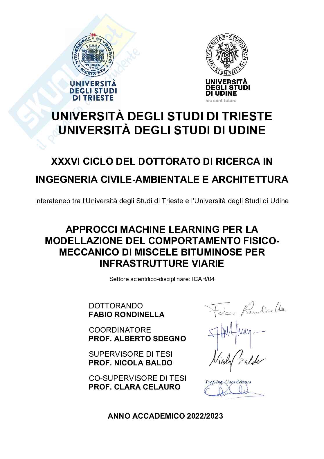 Approcci machine learning per la modellazione del comportamento fisicomeccanico di miscele bituminose per infrastrutture viarie Pag. 1
