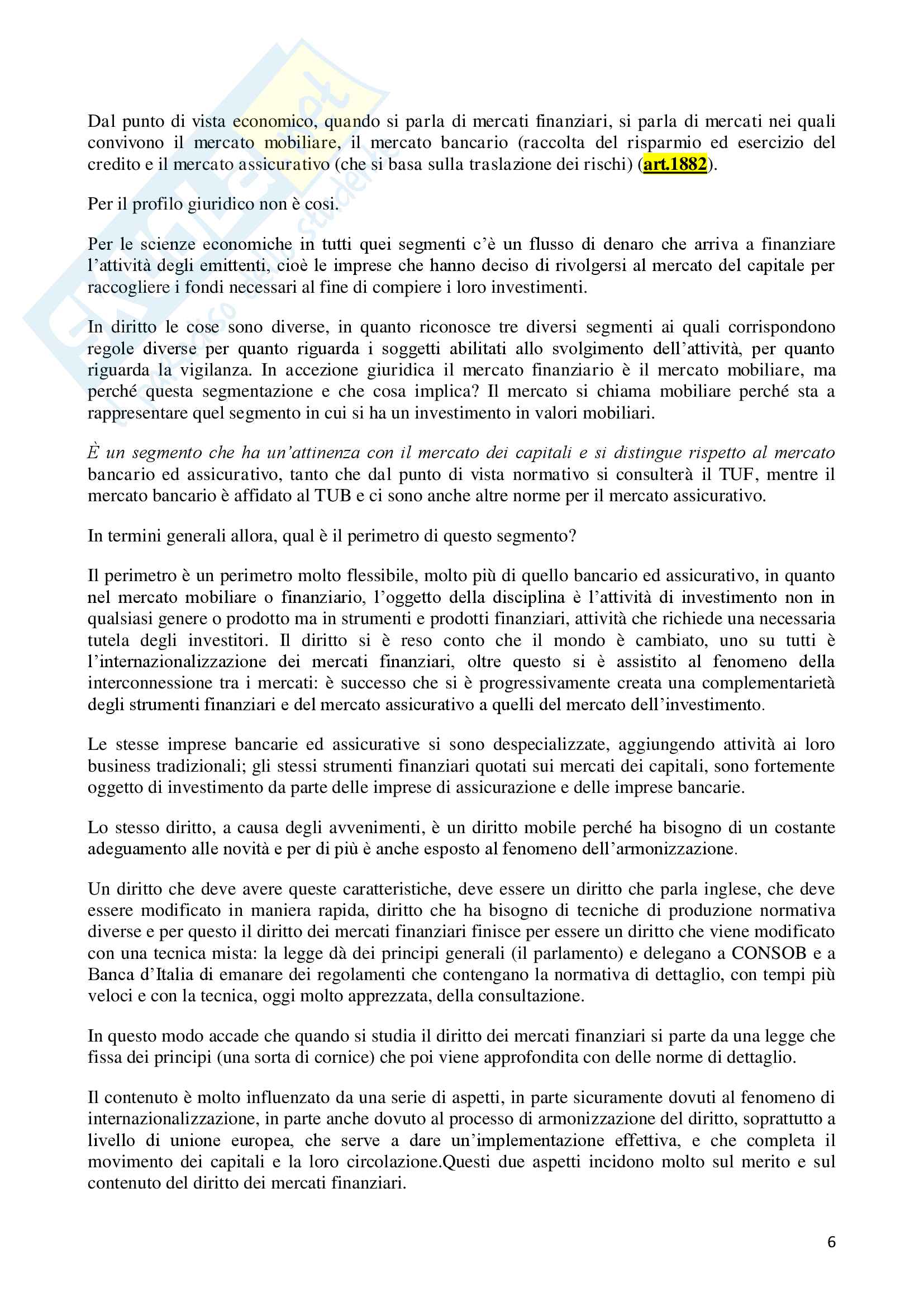 Diritto dei mercati finanziari Pag. 6