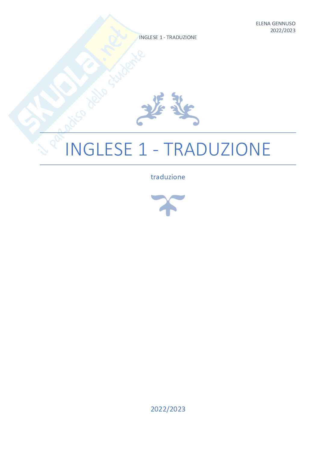 Inglese 1, modulo C di Traduzione Pag. 1