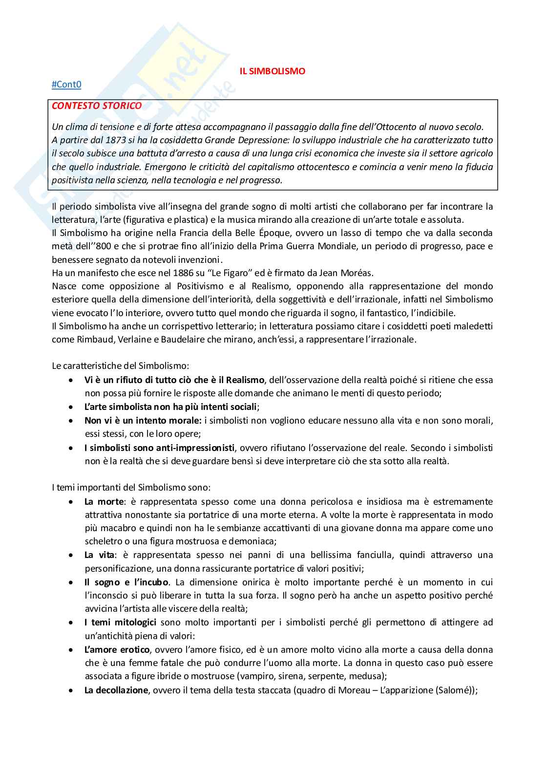Appunti sulle maggiori correnti artistiche dall'Impressionismo in poi  Pag. 6