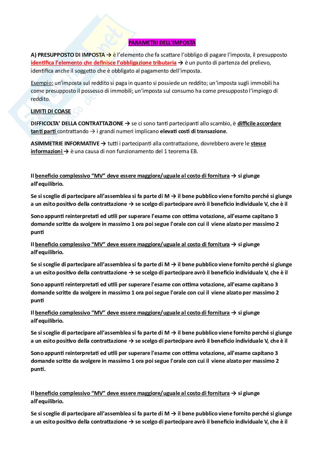 Quinta parte appunti Scienza delle finanze Pag. 1