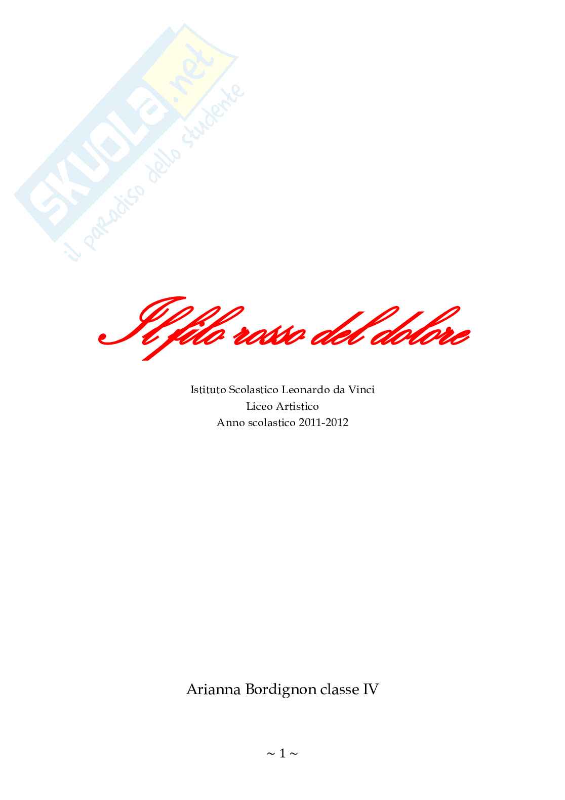 Dolore Tesina Per Liceo Artistico