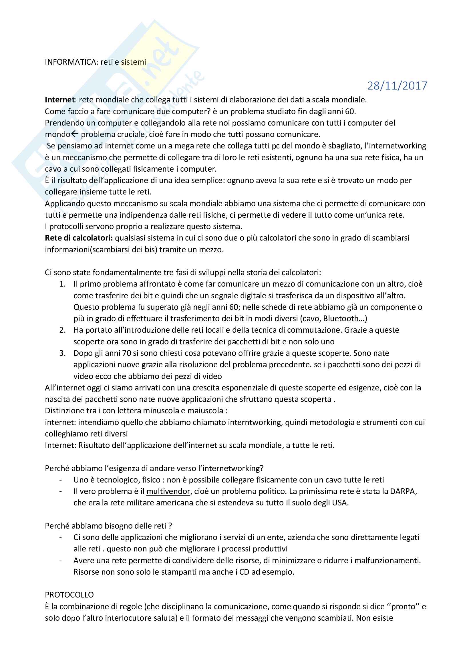 Reti di internet Pag. 1