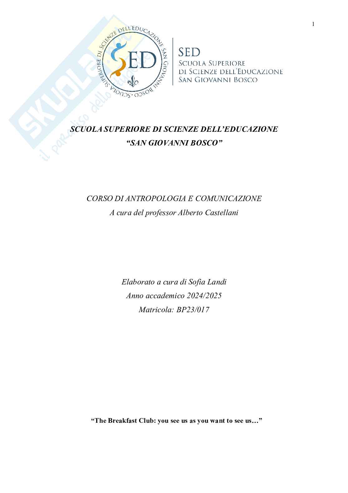 Antropologia culturale  Pag. 1