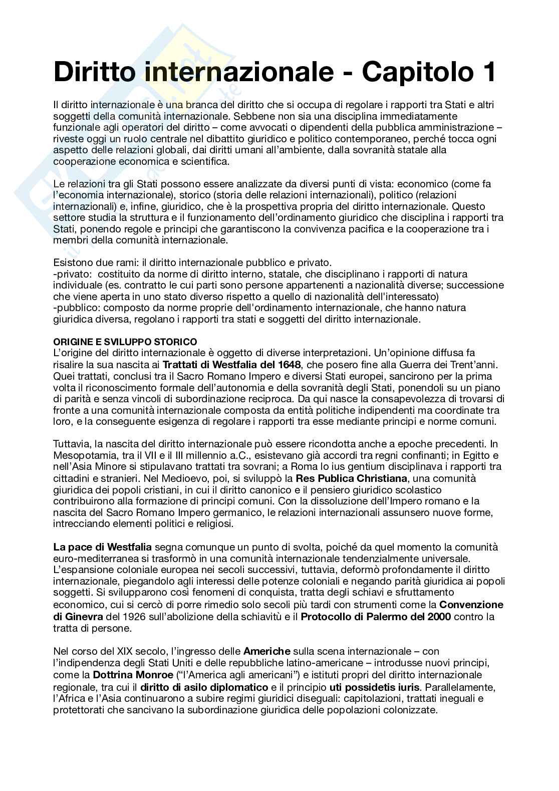 Riassunto esame Diritto internazionale, Prof. Manca Luigino, libro consigliato Corso di diritto internazionale, Marchisio Pag. 1