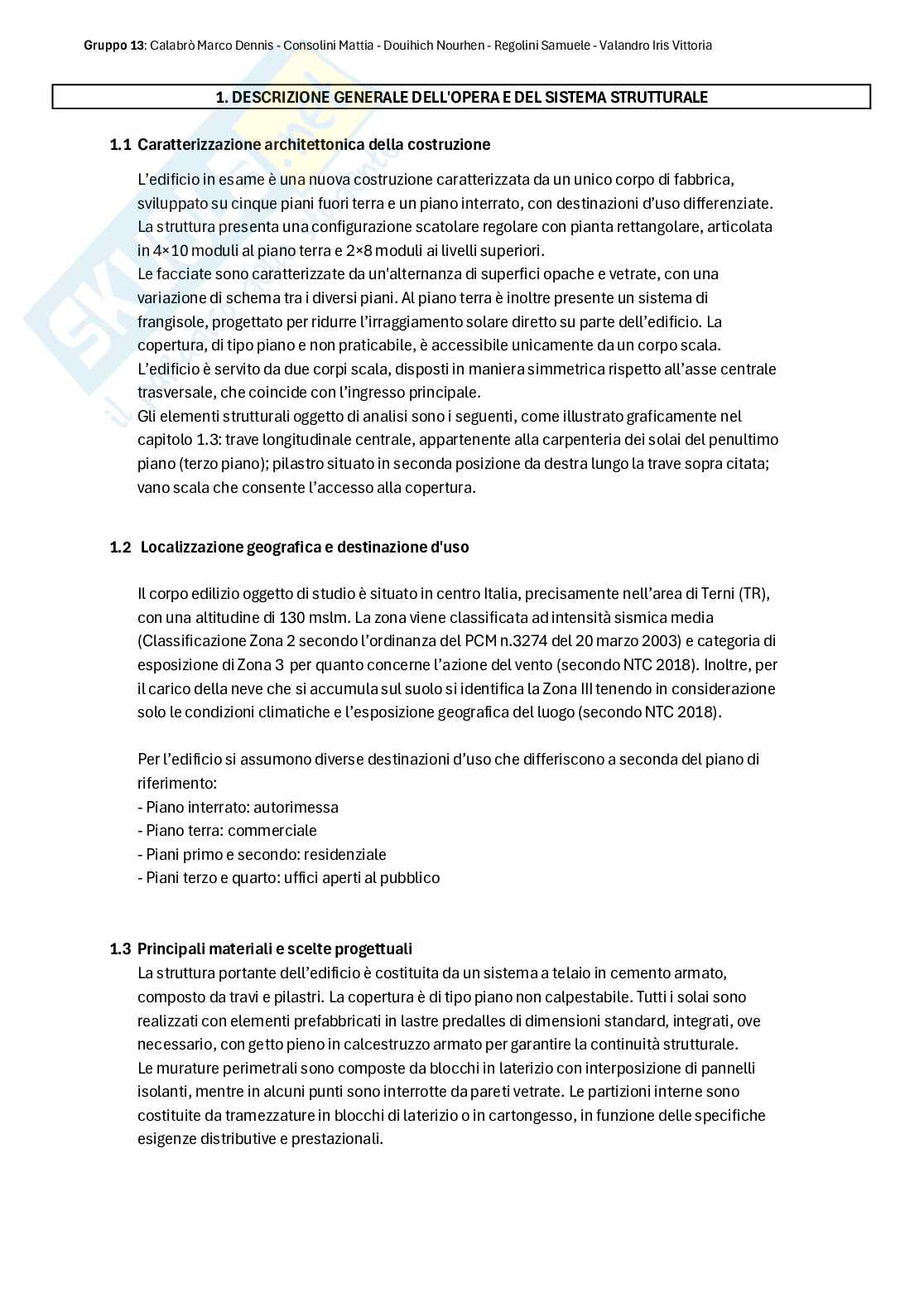 Esercitazione 1 Tecnica delle costruzioni Pag. 1