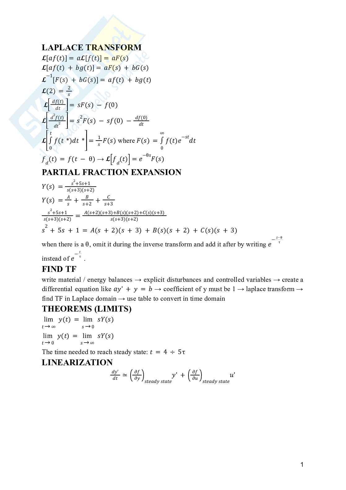 Process Dynamics and Control - Formulario (Formulary) Pag. 2
