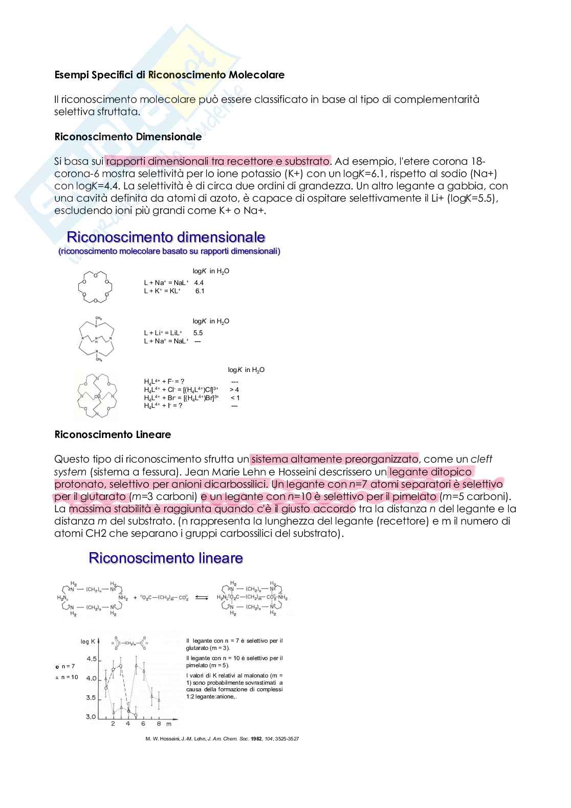 Appunti di Chimica inorganica superiore su riconoscimento molecolare Pag. 6