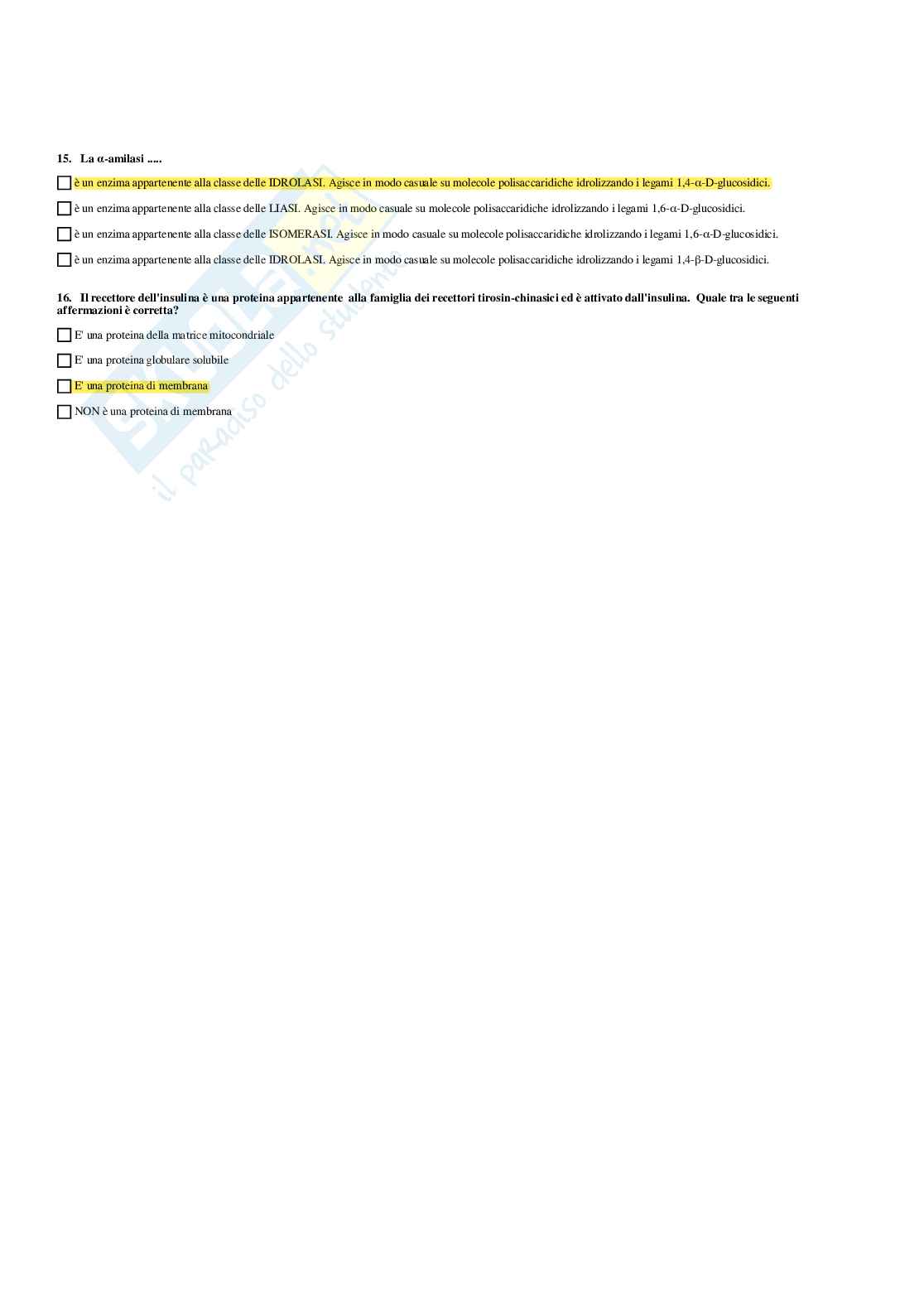 Paniere Biochimica - Risposte multiple - aggiornato (2026) Pag. 31