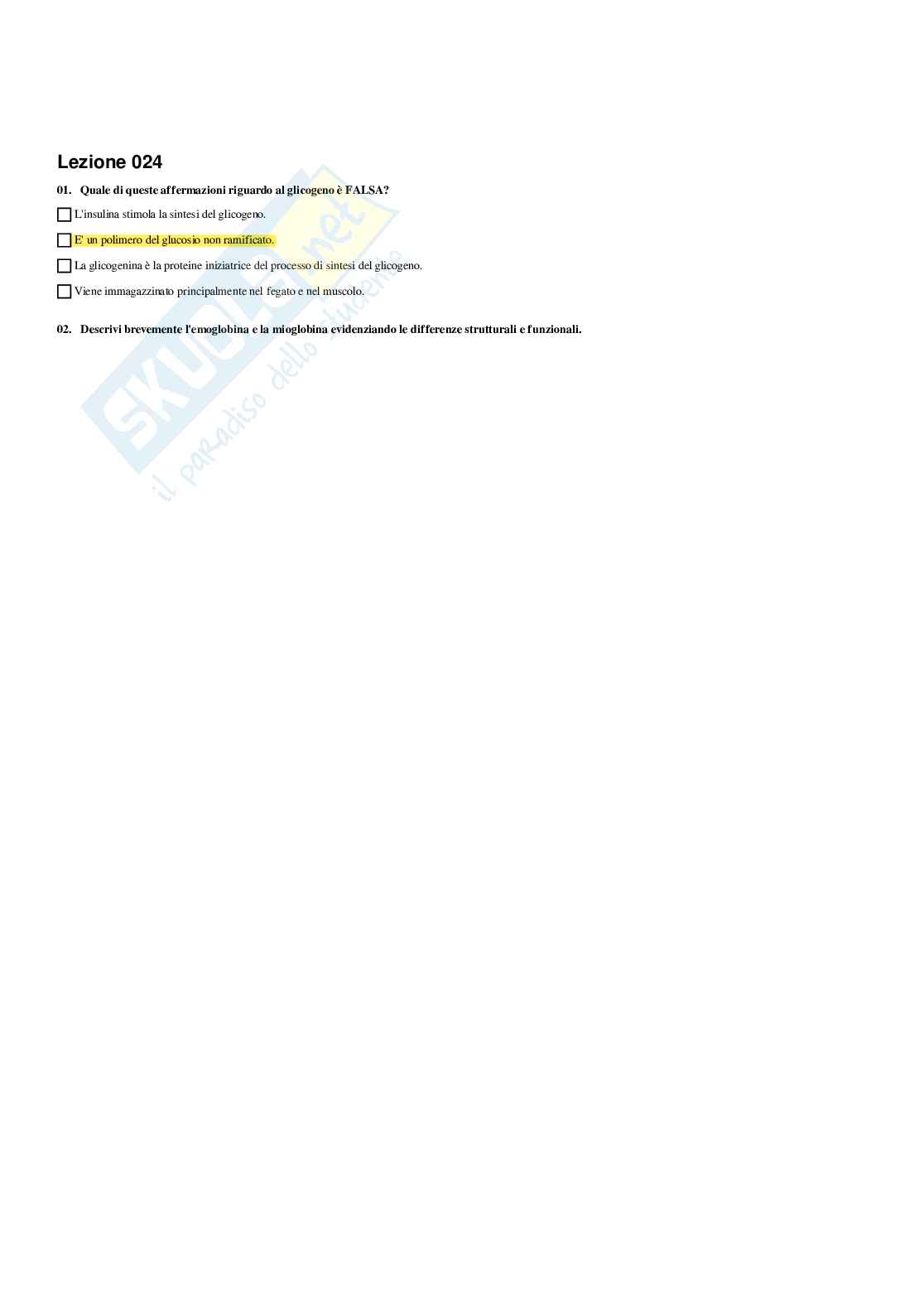 Paniere Biochimica - Risposte multiple - aggiornato (2026) Pag. 36