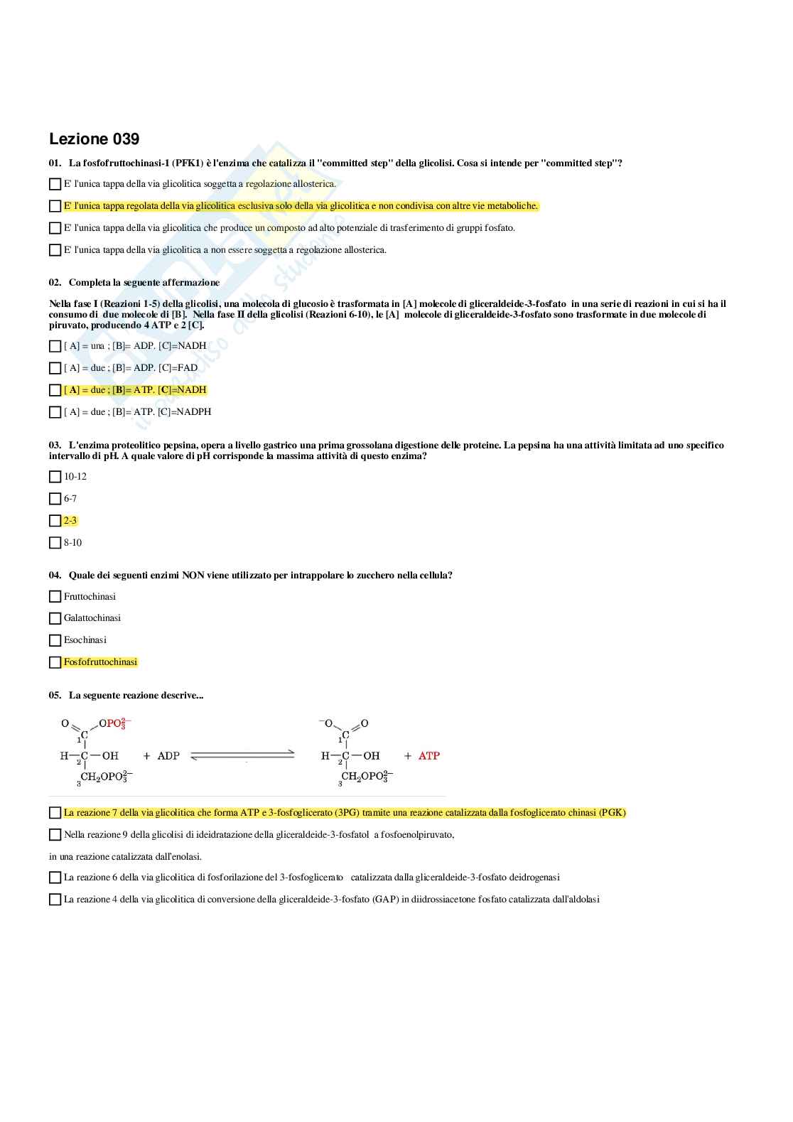 Paniere Biochimica - Risposte multiple - aggiornato (2026) Pag. 41