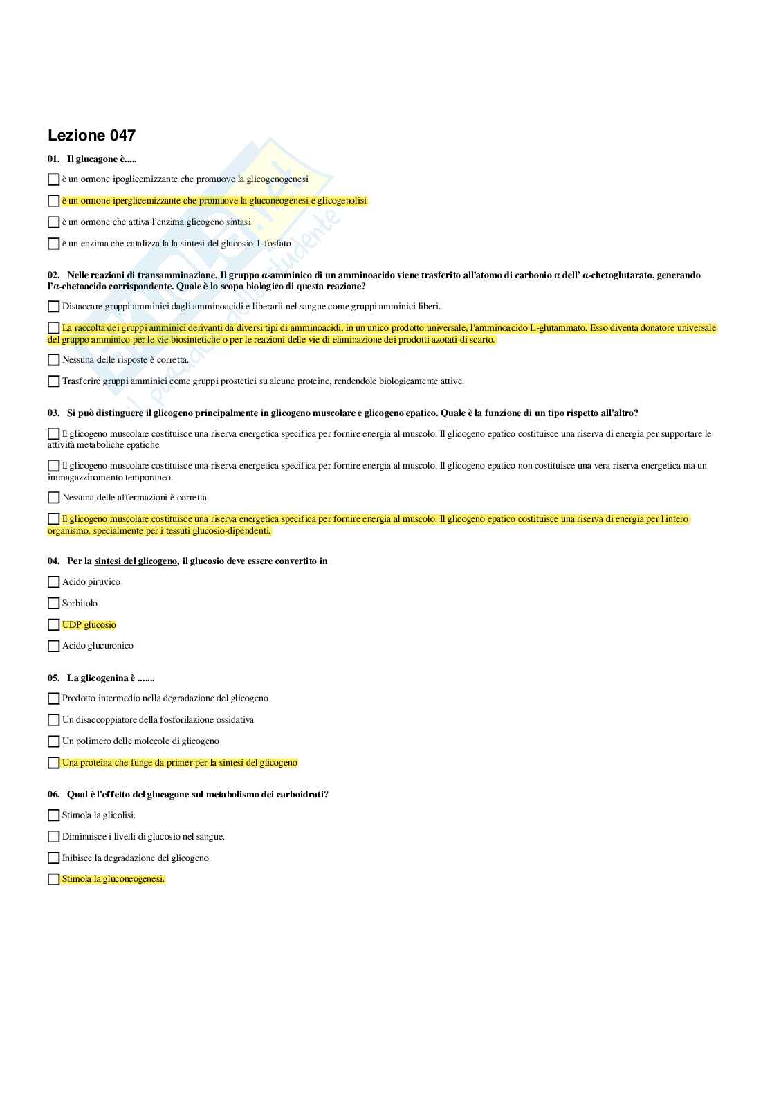 Paniere Biochimica - Risposte multiple - aggiornato (2026) Pag. 51