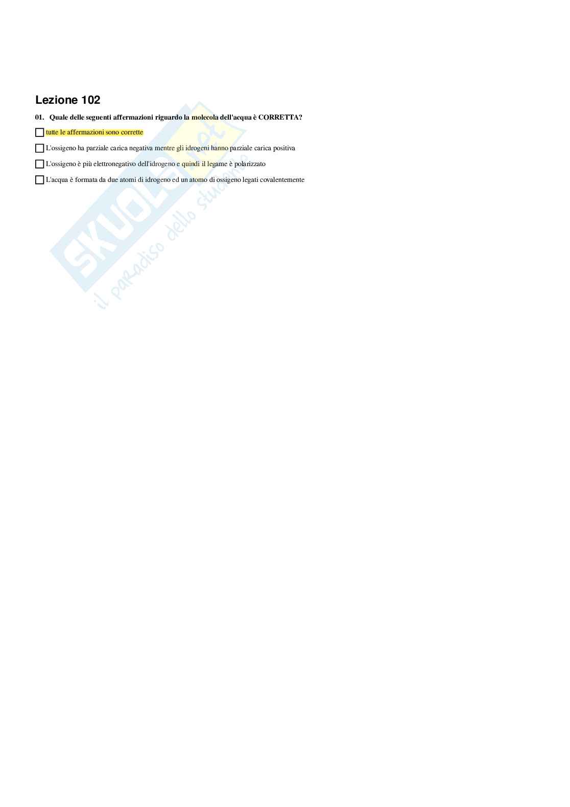 Paniere Biochimica - Risposte multiple - aggiornato (2026) Pag. 61