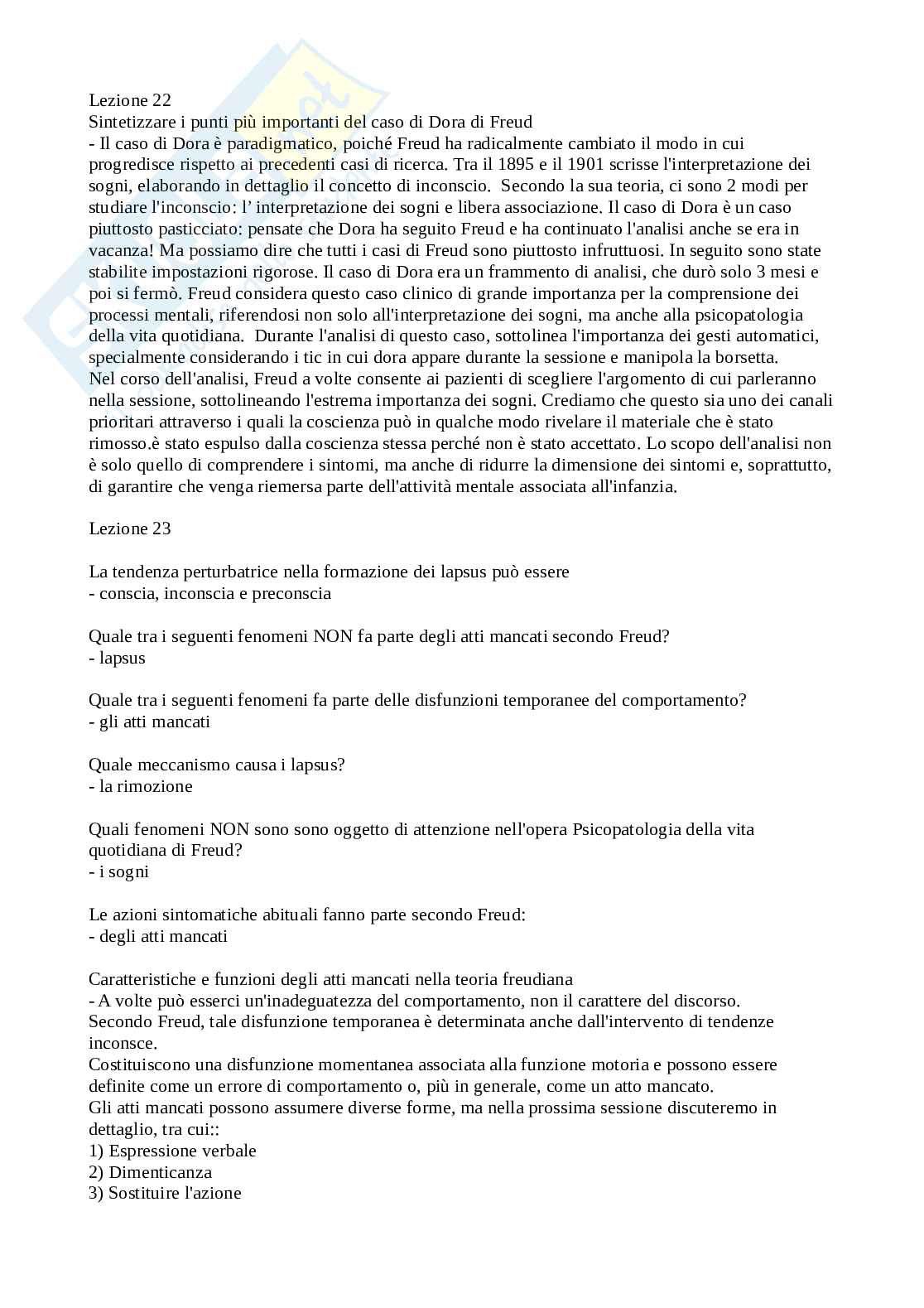 Paniere completo Psicologia dinamica - domande chiuse a crocette e domande aperte ben dettagliate con domande fuori paniere Pag. 36