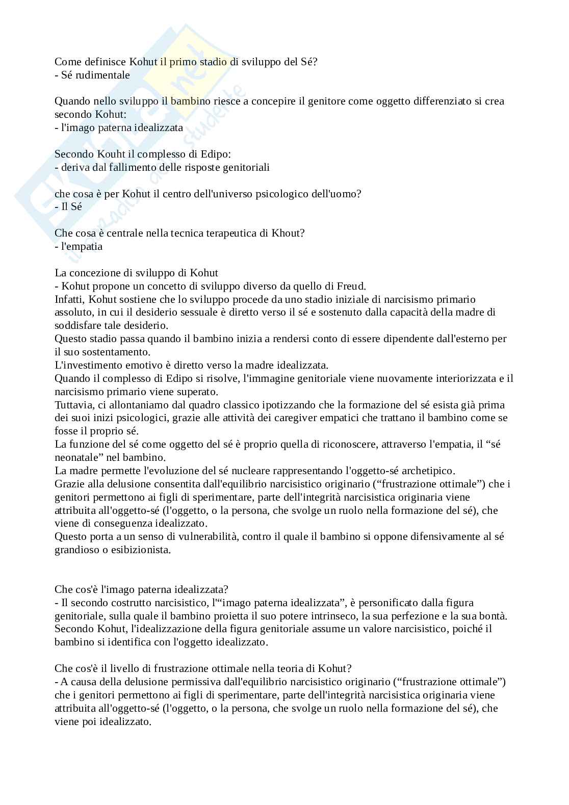 Paniere completo Psicologia dinamica - domande chiuse a crocette e domande aperte ben dettagliate con domande fuori paniere Pag. 81