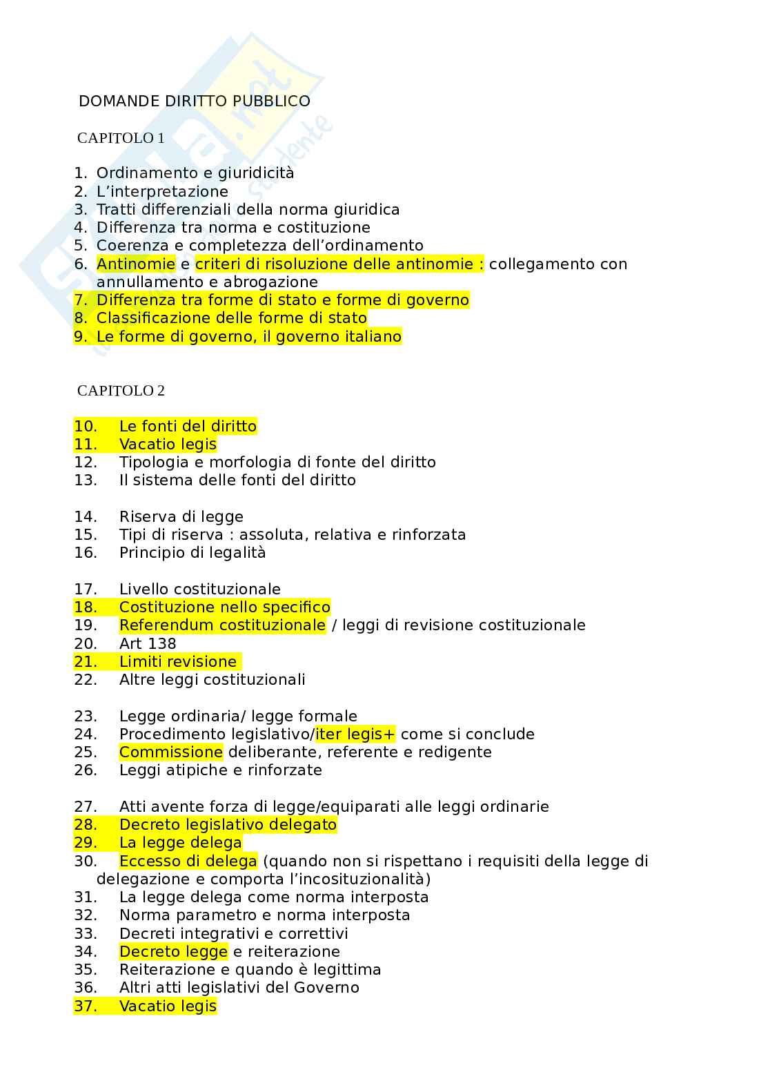 Domande Diritto pubblico Pag. 1