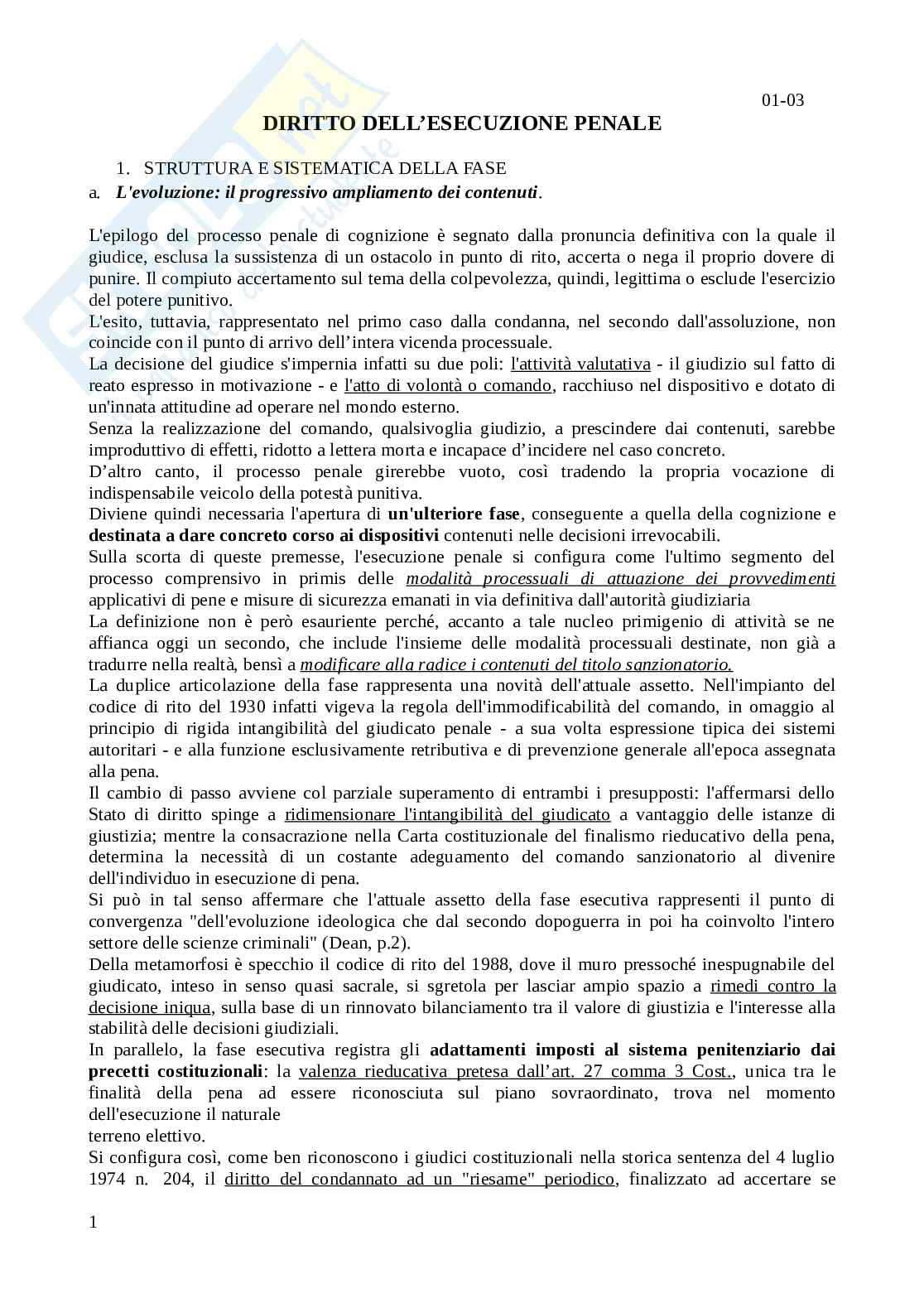 Diritto dell'esecuzione penale Pag. 1