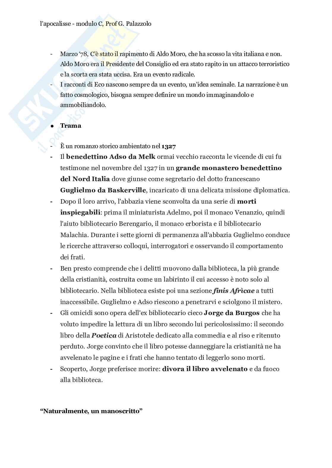 Riassunto esame Letteratura italiana, Prof. Palazzolo Giuseppe, libro consigliato L’Apocalisse, Giovanni Evangelista  Pag. 11