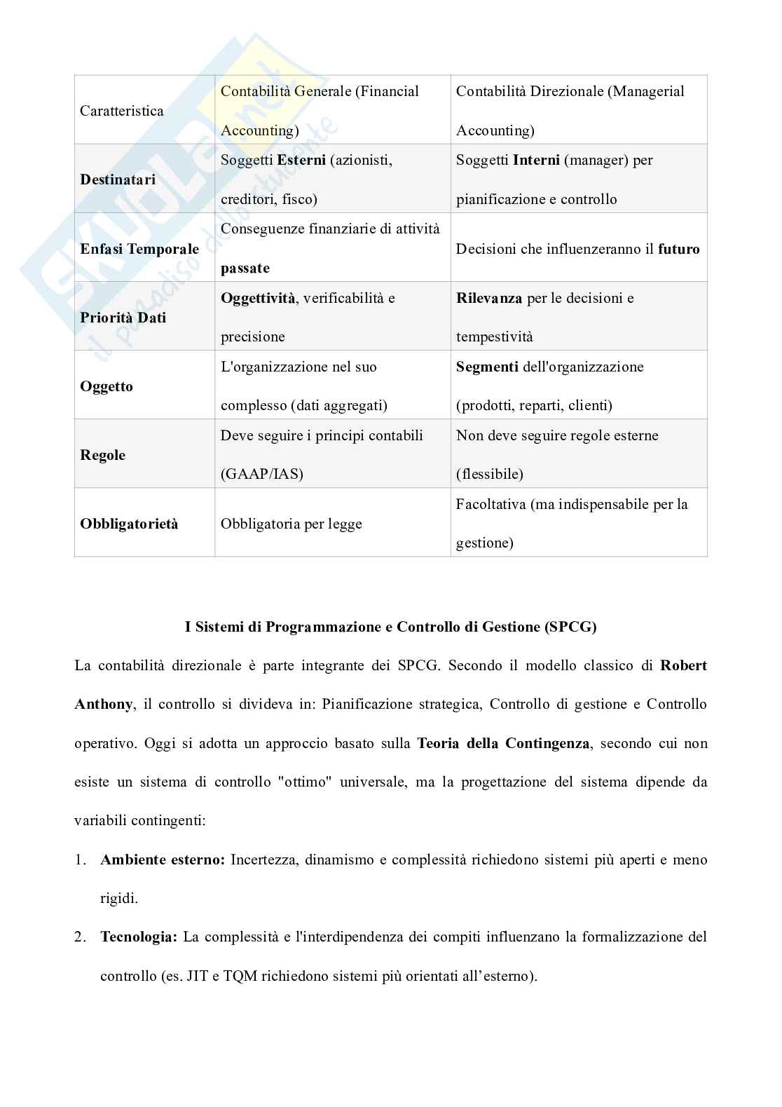 Riassunto esame Gestione aziendale, Prof. Nonino Fabio, libro consigliato Programmazione e controllo, Garrison, Noreen, Brewer, Agliati, Cinquini Pag. 2