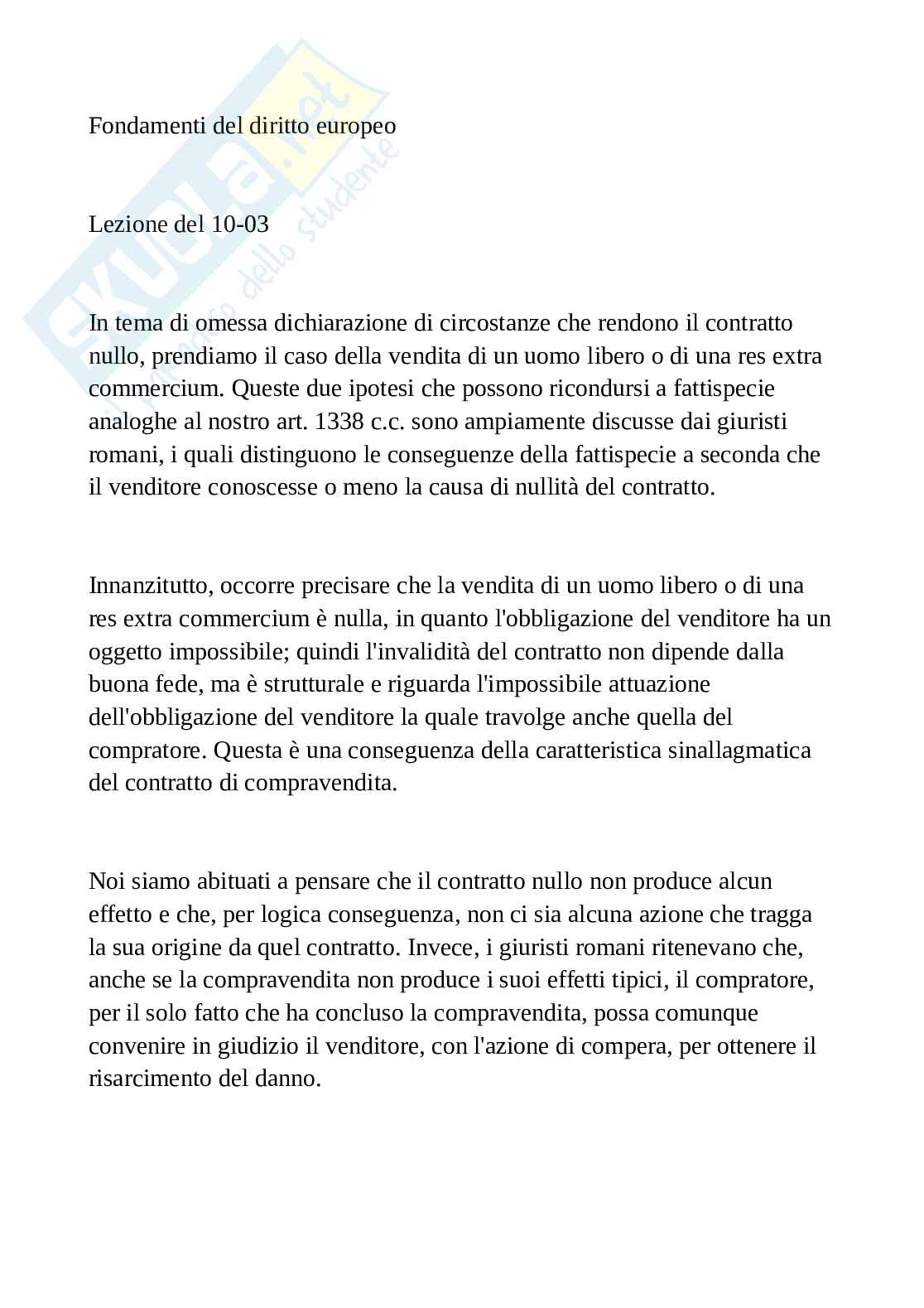 Appunti Fondamenti del diritto europeo - Lezione 10-03 Pag. 1