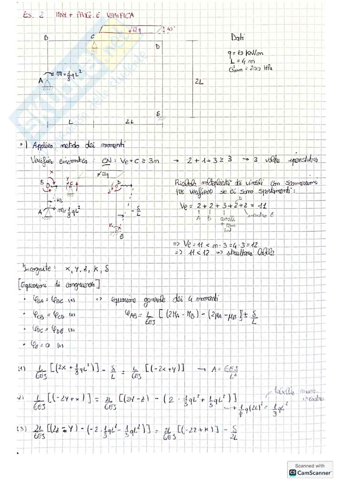 Esercizi SPT iperstatici per Scienza delle costruzioni Pag. 6
