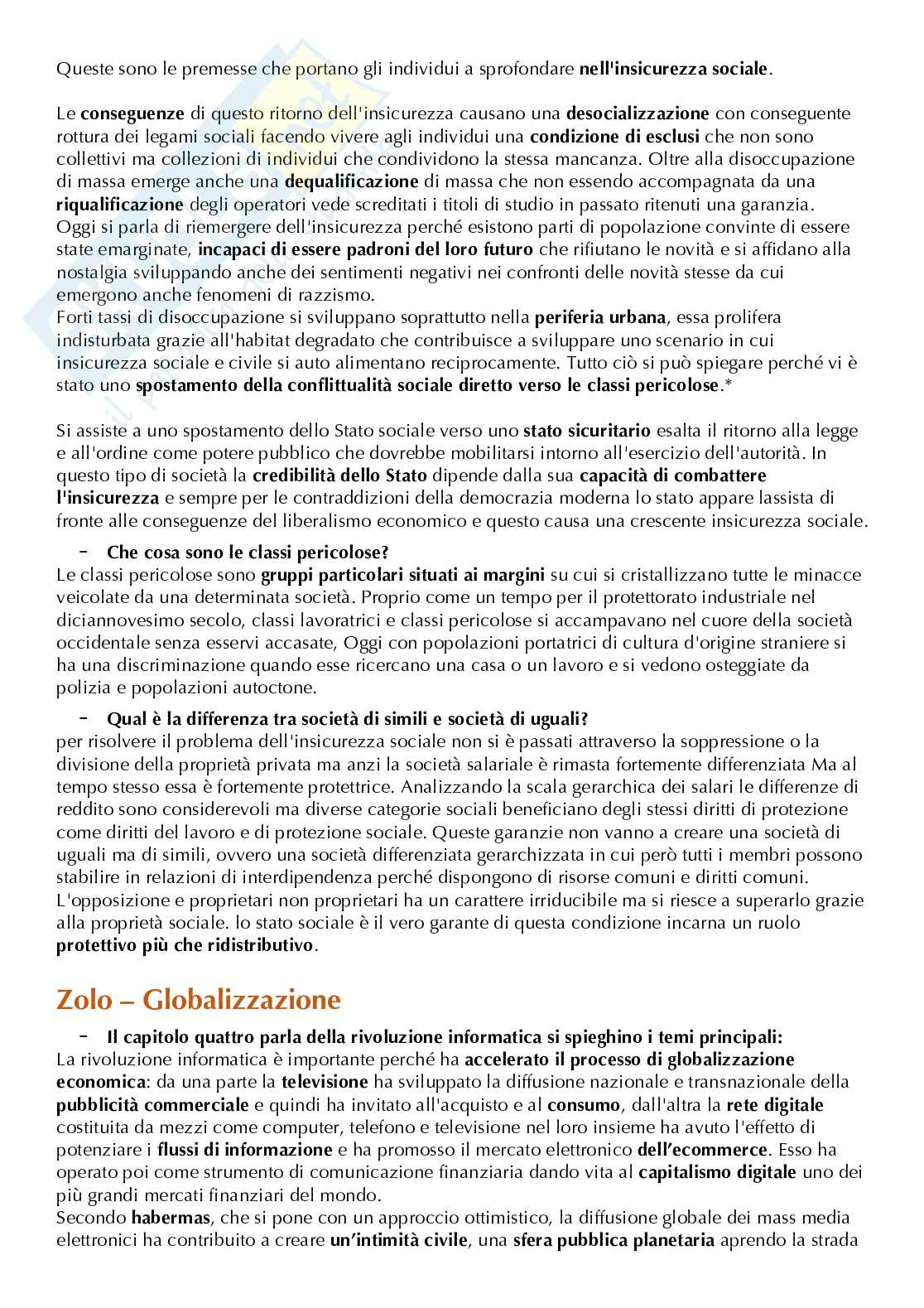 Domande frequenti Sociologia del mutamento Pag. 11