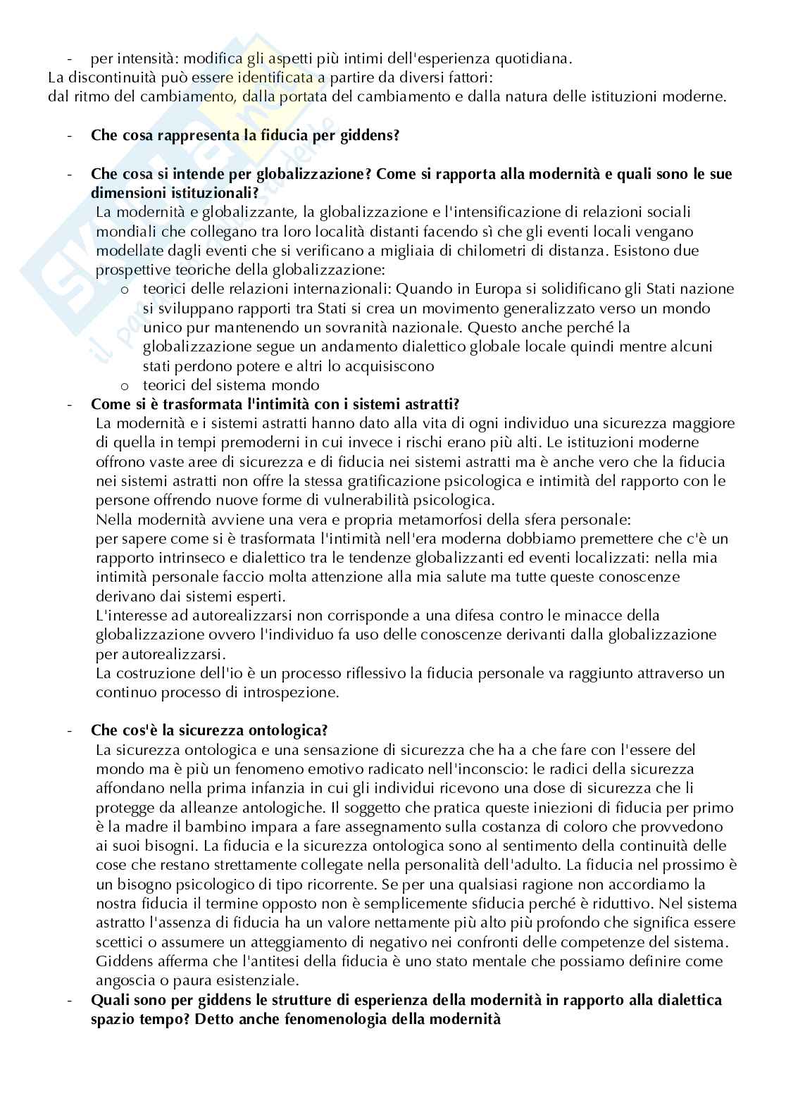 Domande frequenti Sociologia del mutamento Pag. 21