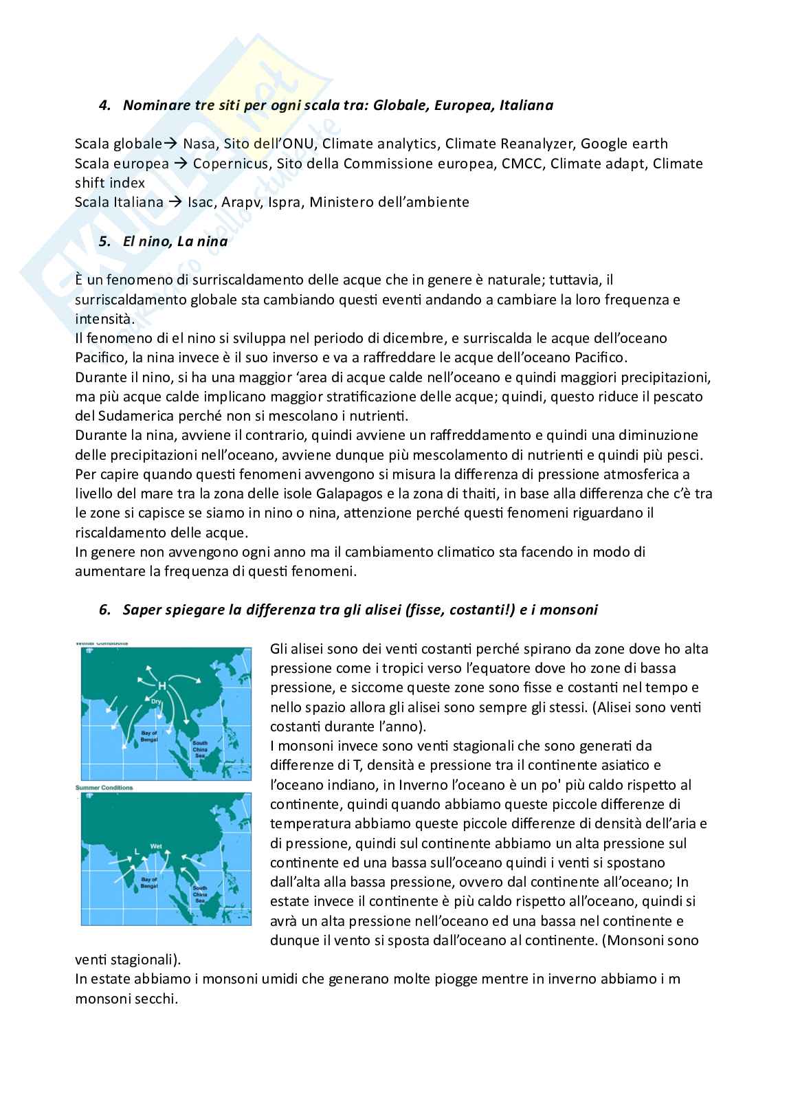 Alcune domande d’esame Cambiamenti climatici Pag. 2