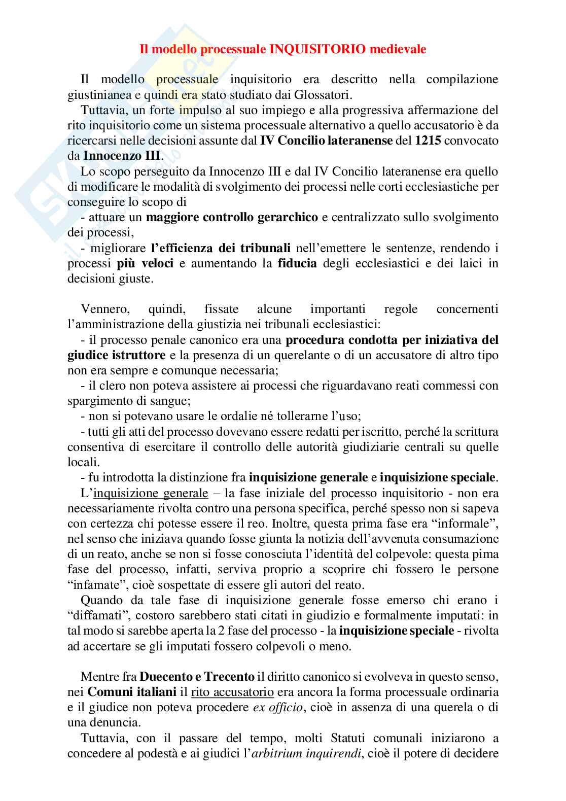 Modello processuale inquisitorio medievale Pag. 1