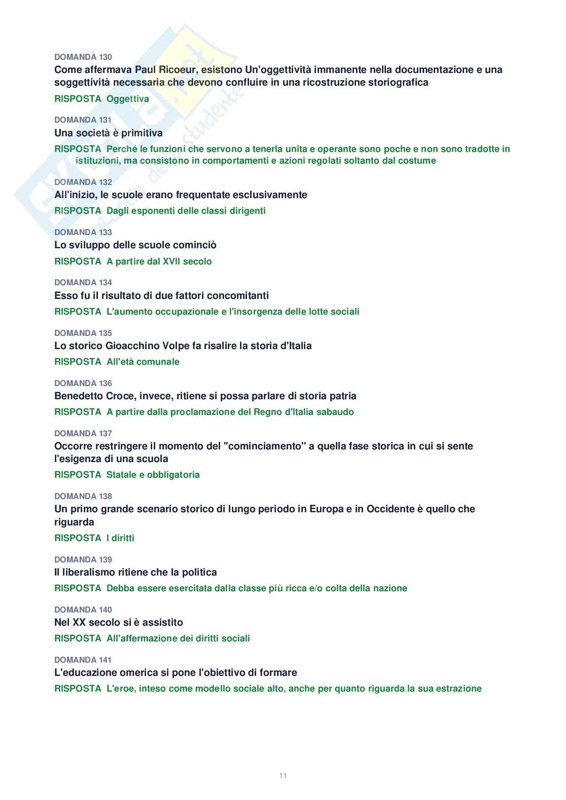 Tutte le 410 domande di Storia delle istituzioni educative + Domande extra (2026/2027)   Pag. 11