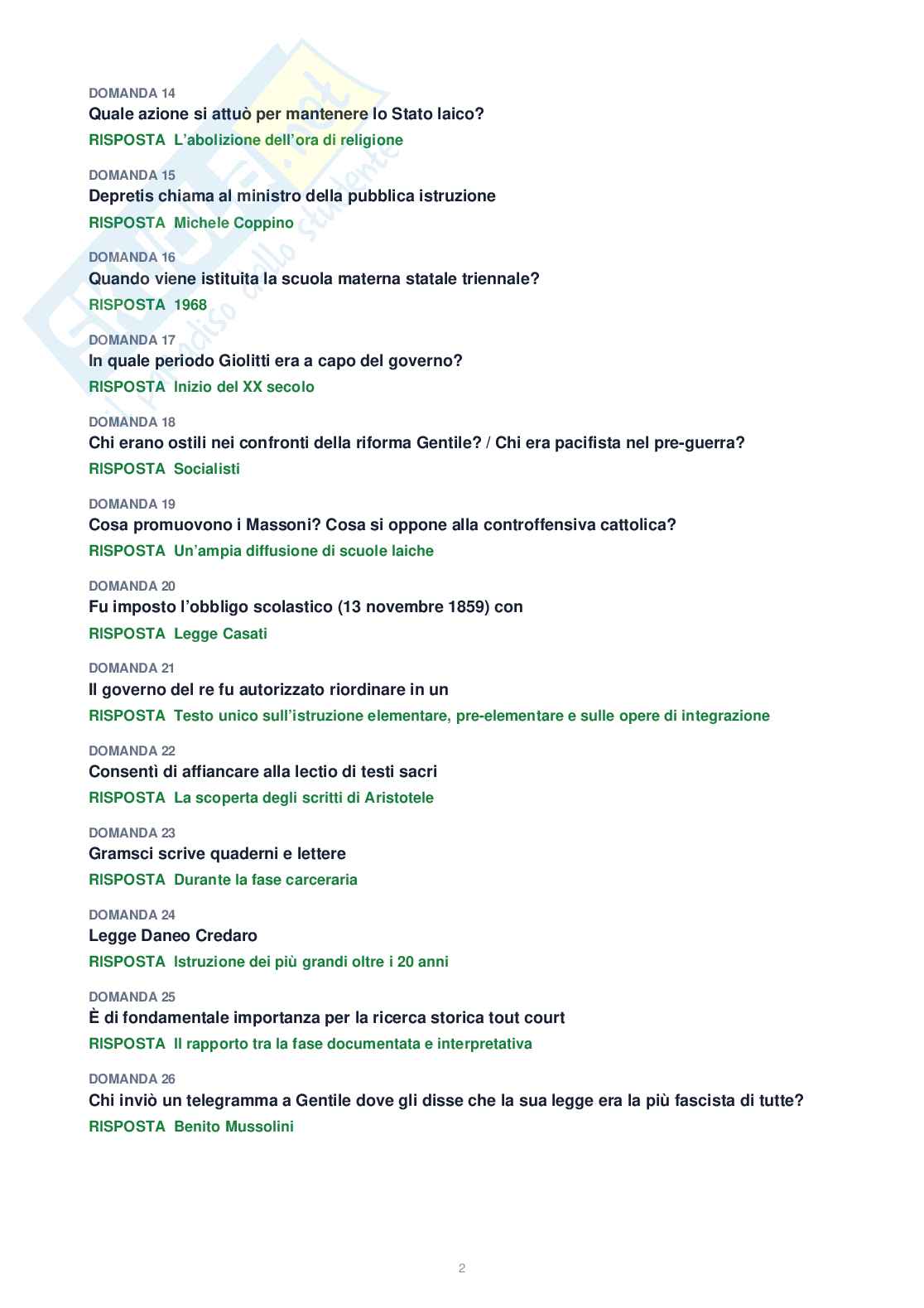 Tutte le 410 domande di Storia delle istituzioni educative + Domande extra (2026/2027)   Pag. 2