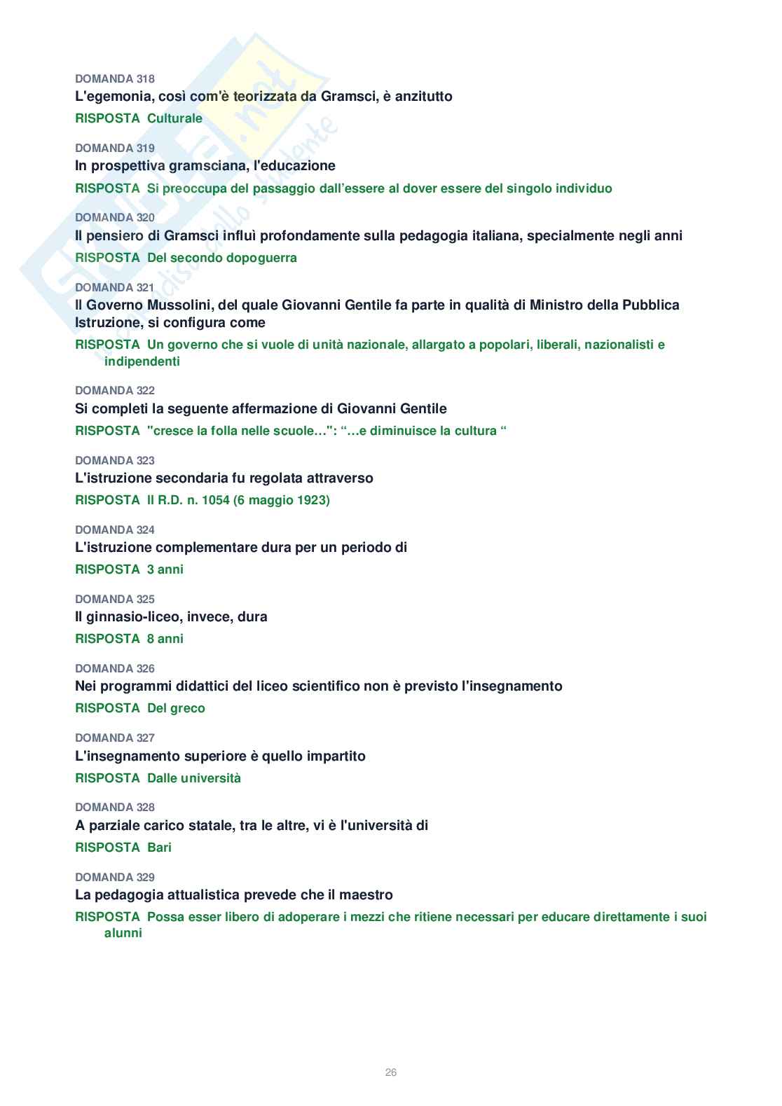 Tutte le 410 domande di Storia delle istituzioni educative + Domande extra (2026/2027)   Pag. 26