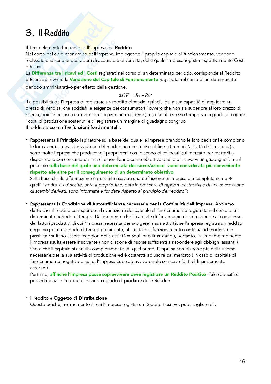 Riassunto esame Economia e gestione delle imprese, Prof. Vagnani Gianluca, libro consigliato L’impresa. Fondamenti, profili economico-finanziari e sostenibilità, 3a edizione, Barile, Gatti, Renzi, Vagnani Pag. 16