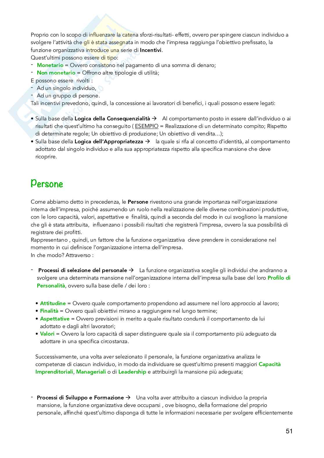 Riassunto esame Economia e gestione delle imprese, Prof. Vagnani Gianluca, libro consigliato L’impresa. Fondamenti, profili economico-finanziari e sostenibilità, 3a edizione, Barile, Gatti, Renzi, Vagnani Pag. 51