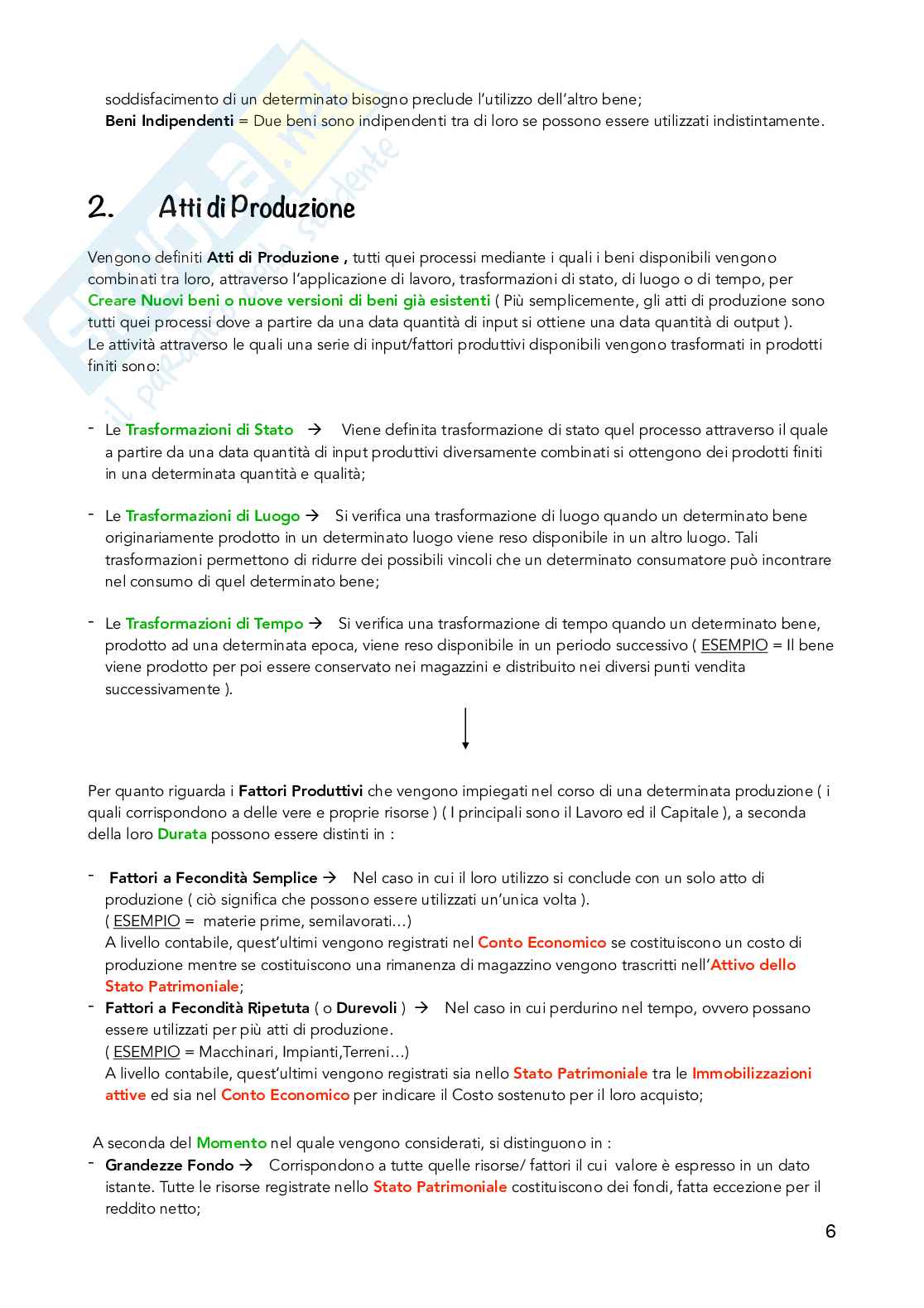 Riassunto esame Economia e gestione delle imprese, Prof. Vagnani Gianluca, libro consigliato L’impresa. Fondamenti, profili economico-finanziari e sostenibilità, 3a edizione, Barile, Gatti, Renzi, Vagnani Pag. 6