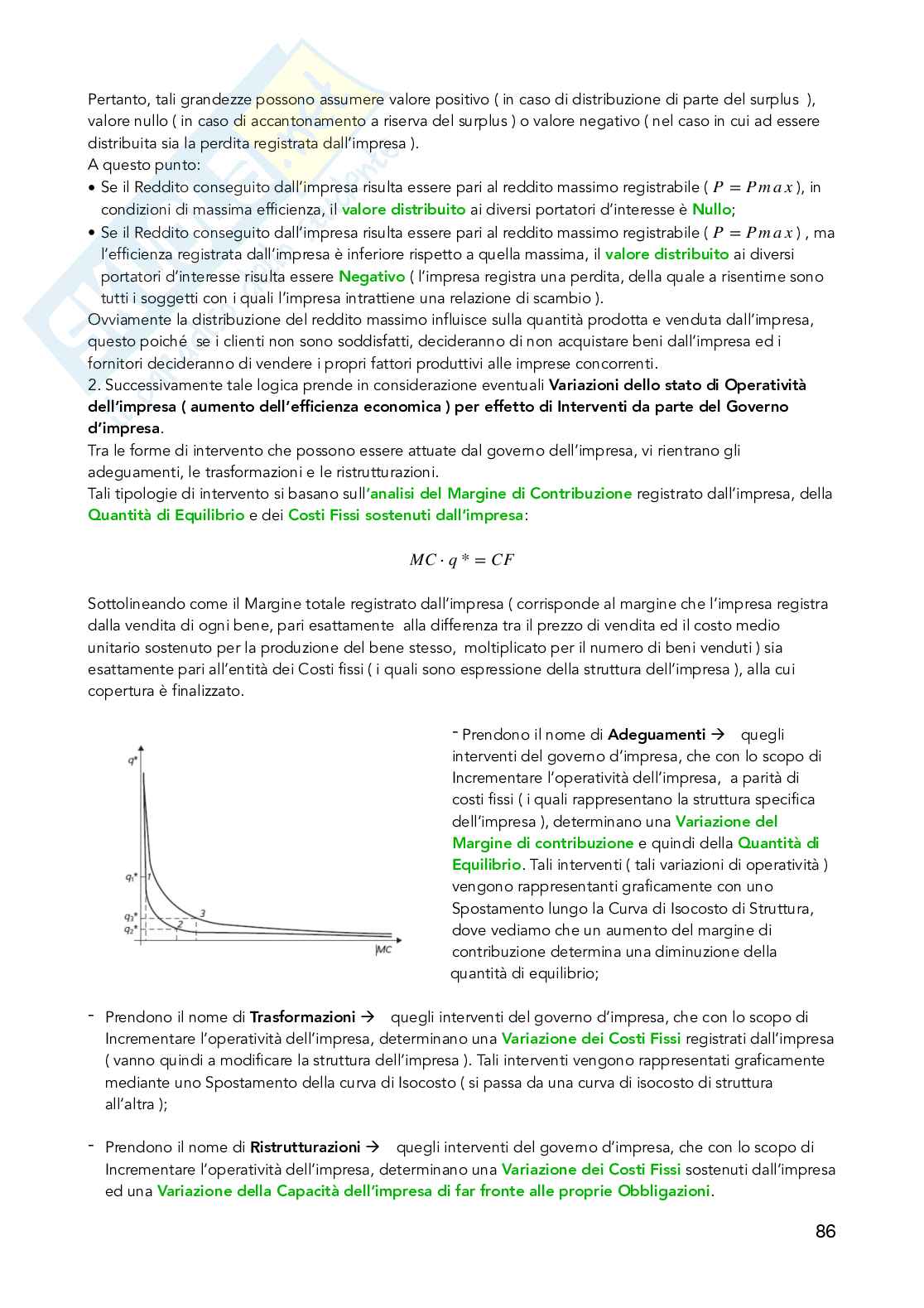 Riassunto esame Economia e gestione delle imprese, Prof. Vagnani Gianluca, libro consigliato L’impresa. Fondamenti, profili economico-finanziari e sostenibilità, 3a edizione, Barile, Gatti, Renzi, Vagnani Pag. 86