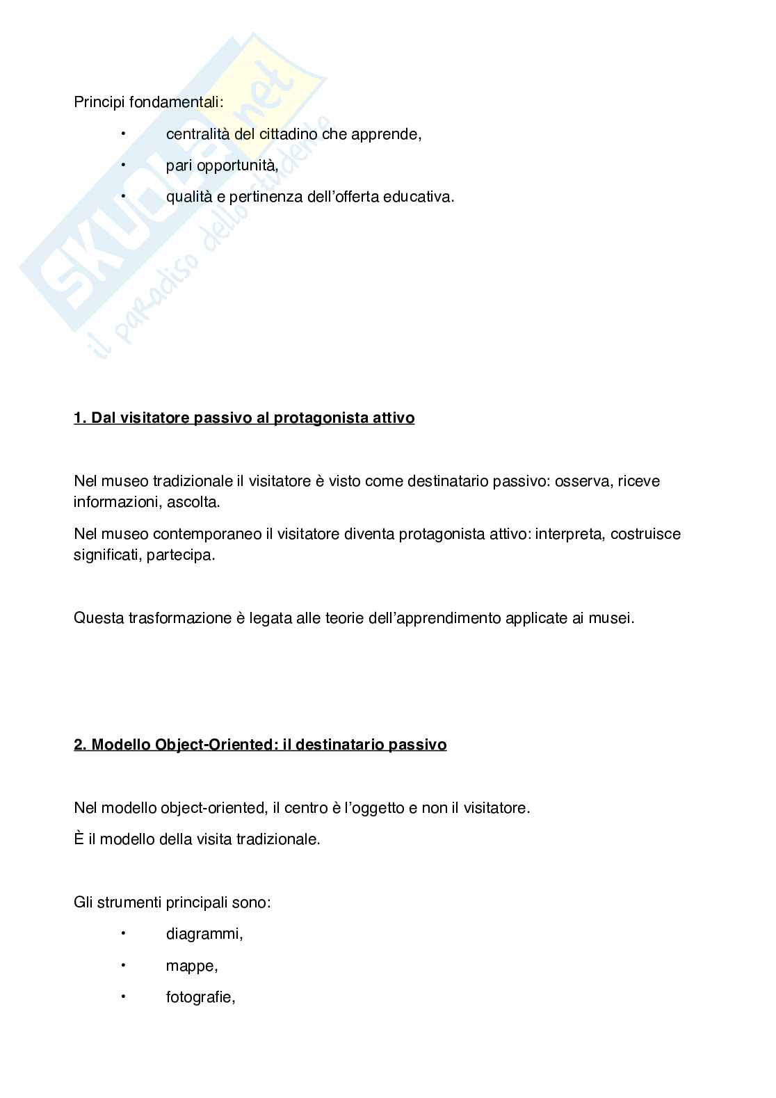 Riassunto esame Didattica del museo e del patrimonio culturale, Prof. Giardini Letizia, libro consigliato Museo costruttivista, Giardini Pag. 26