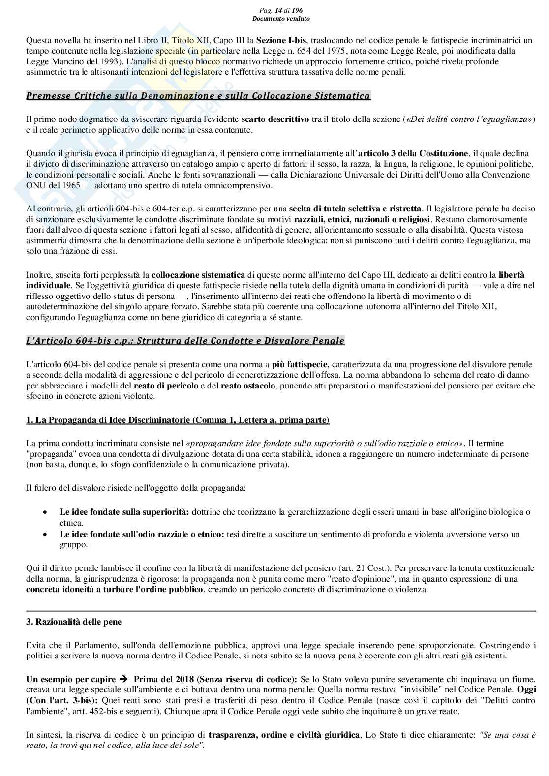 Riassunto esame Diritto Penale, Prof. Marra Gabriele, libro consigliato Lineamenti di diritto penale speciale (parte dei delitti contro la persona), Bartoli, Seminara, Pellissaro Pag. 16