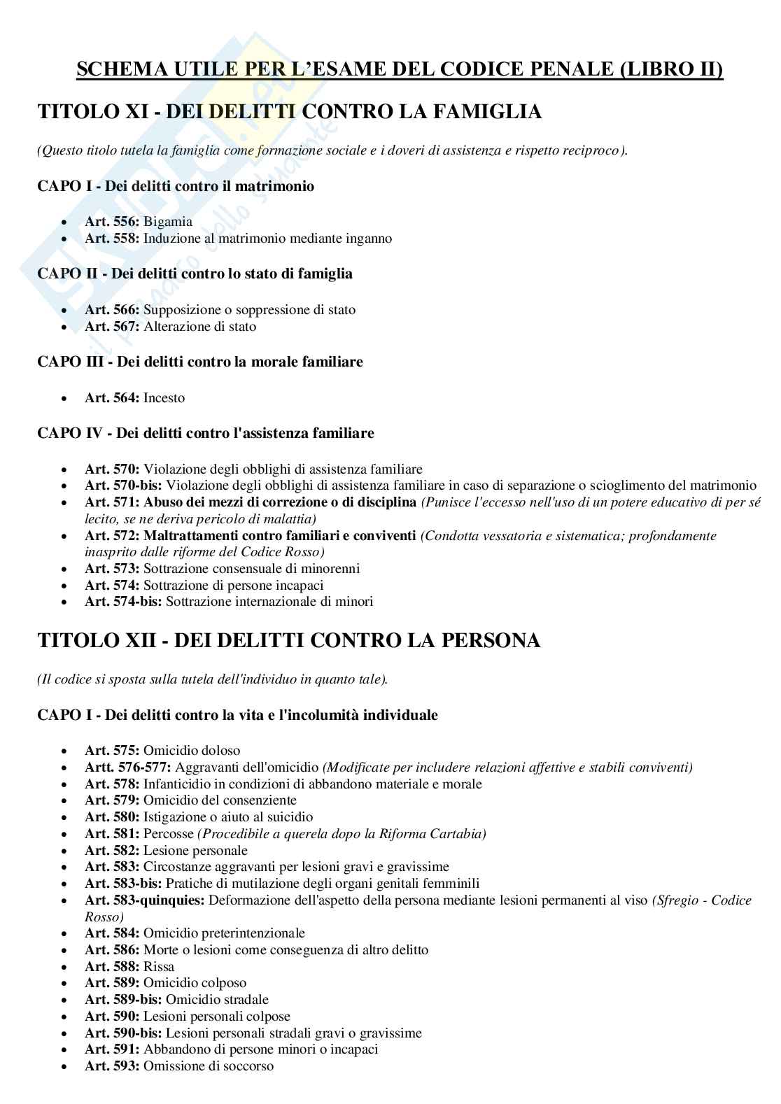 Riassunto esame Diritto Penale, Prof. Marra Gabriele, libro consigliato Lineamenti di diritto penale speciale (parte dei delitti contro la persona), Bartoli, Seminara, Pellissaro Pag. 2