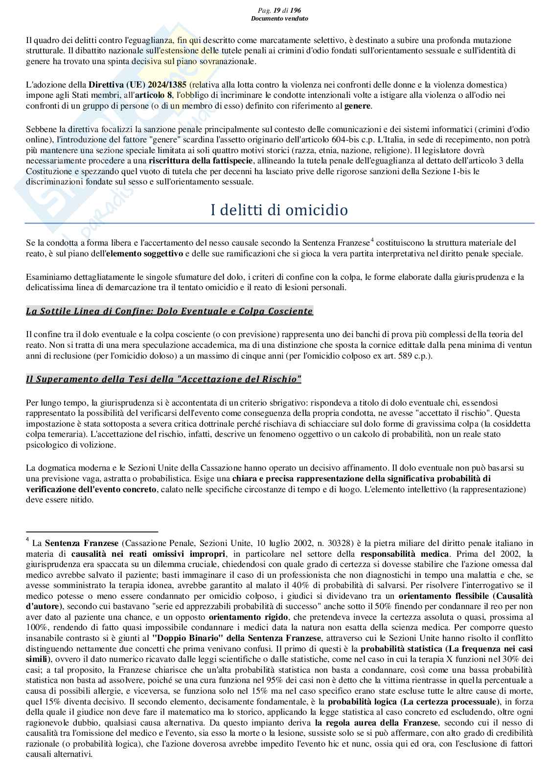 Riassunto esame Diritto Penale, Prof. Marra Gabriele, libro consigliato Lineamenti di diritto penale speciale (parte dei delitti contro la persona), Bartoli, Seminara, Pellissaro Pag. 21