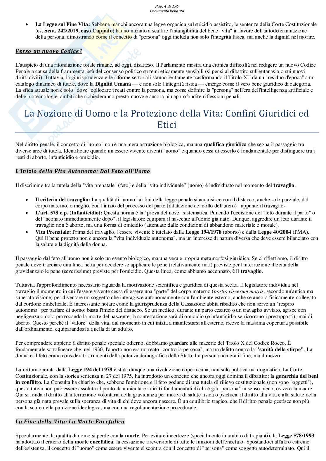 Riassunto esame Diritto Penale, Prof. Marra Gabriele, libro consigliato Lineamenti di diritto penale speciale (parte dei delitti contro la persona), Bartoli, Seminara, Pellissaro Pag. 6