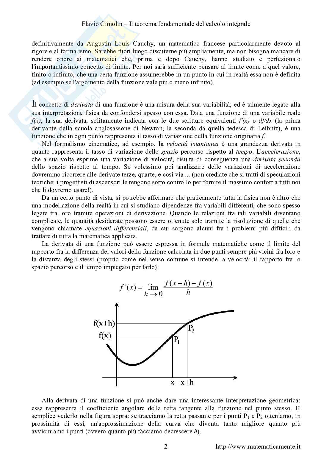 Il teorema fondamentale del calcolo integrale Pag. 2