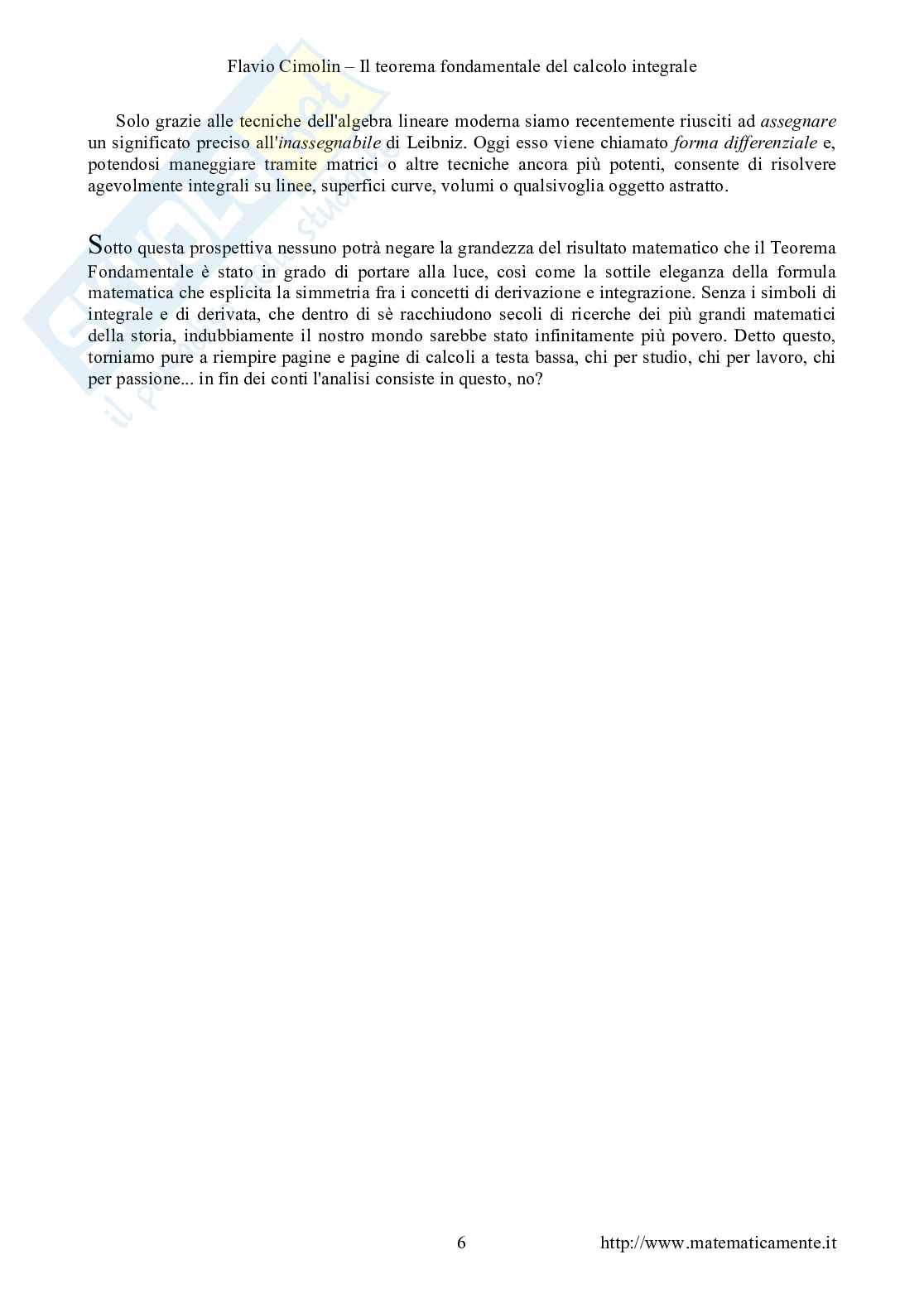 Il teorema fondamentale del calcolo integrale Pag. 6
