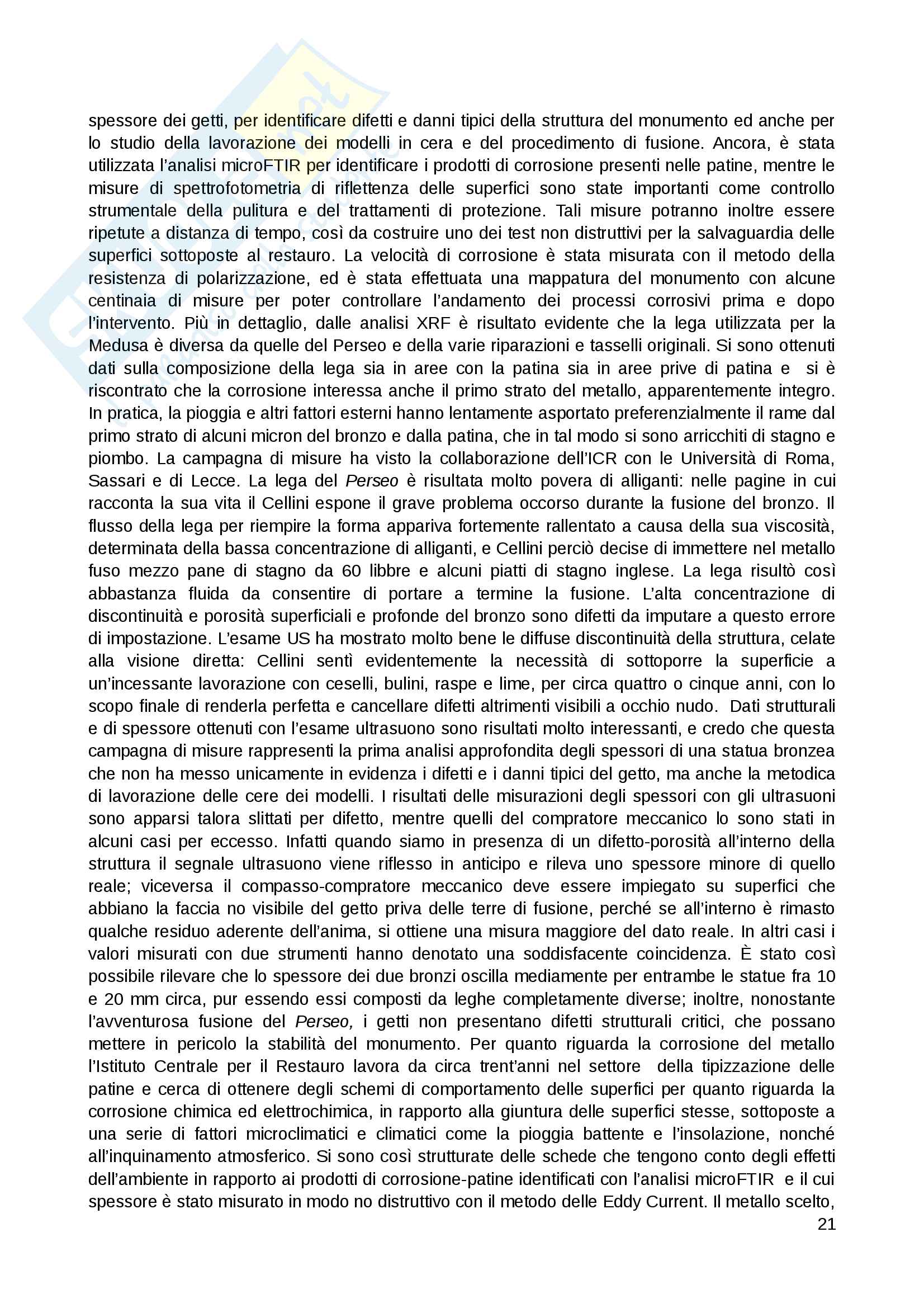 Riassunto esame Restauro, prof.ssa Musella, libro consigliato Meteo e Metalli, Salvi Pag. 21