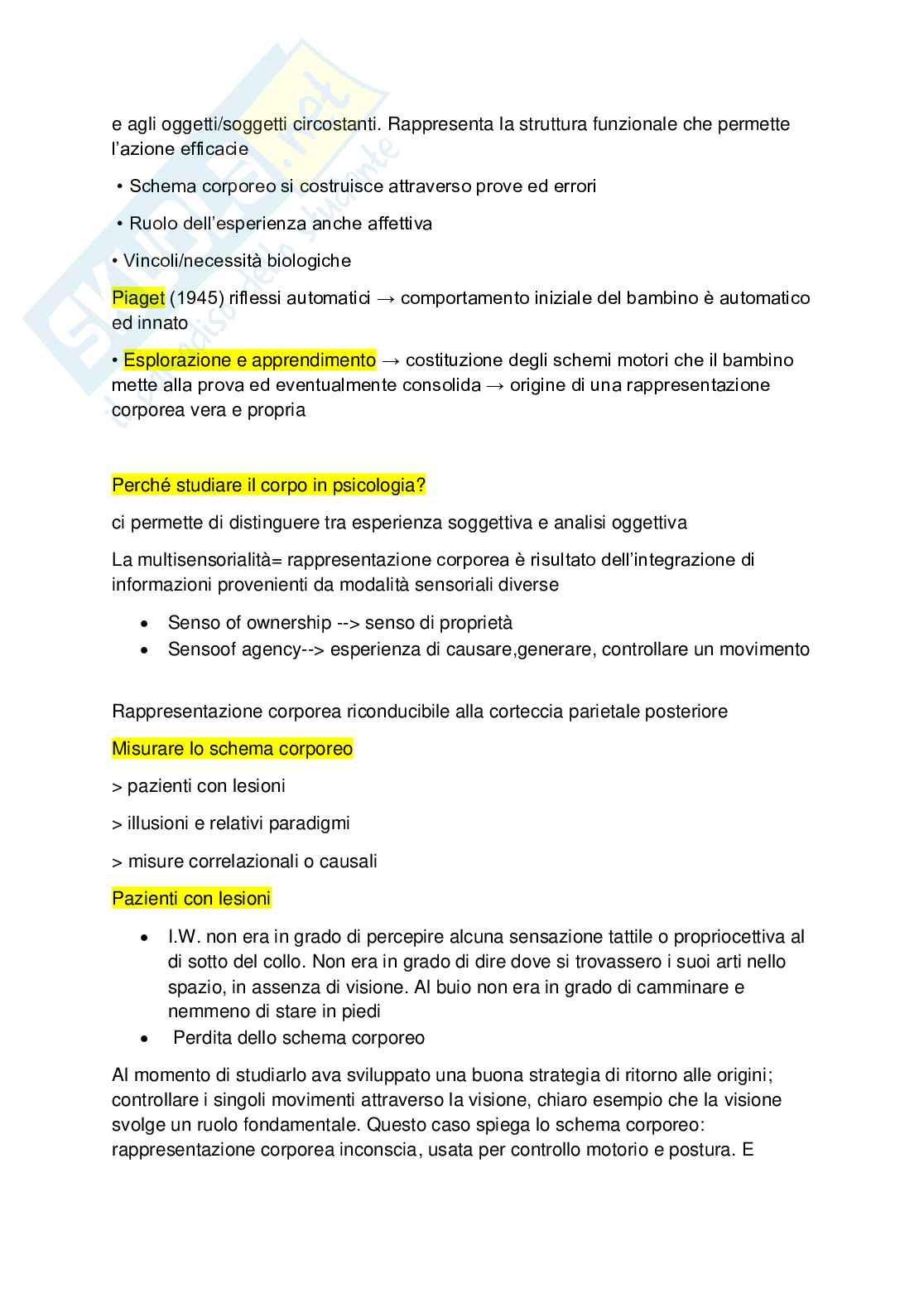 Azioni, schema corporeo, immagine corporea e paradigmi scientifici  Pag. 6