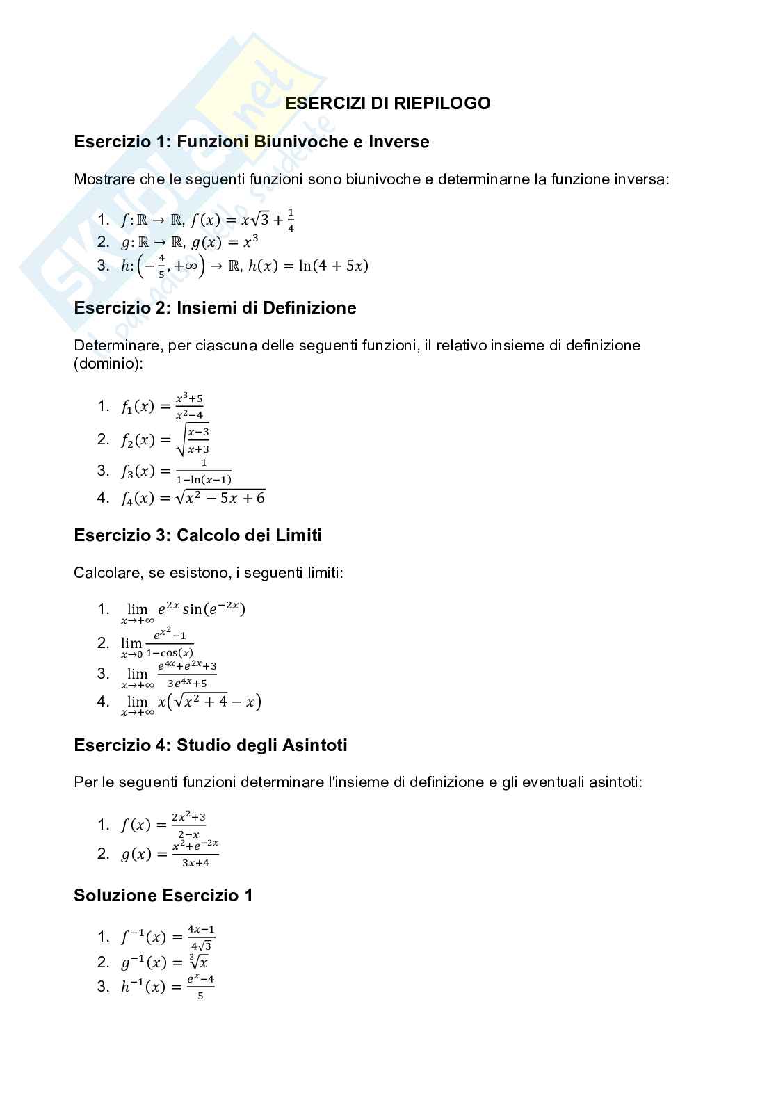 Esercizi Analisi 1 Pag. 1