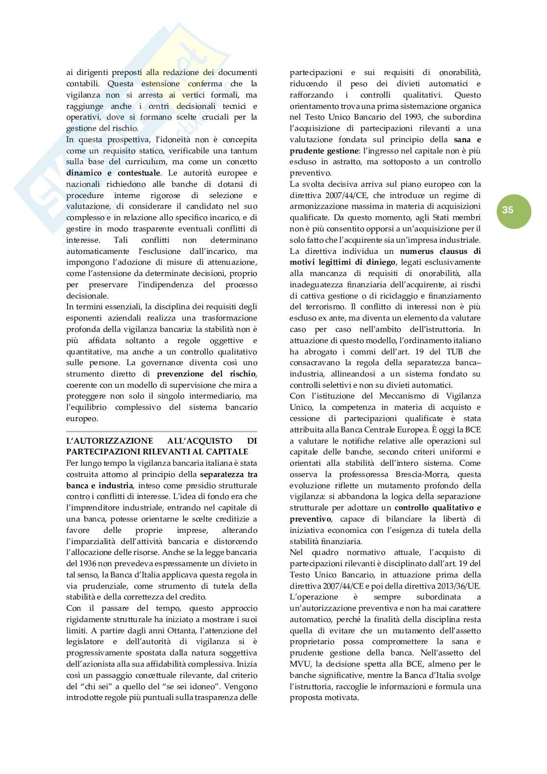 Riassunto esame Diritto degli strumenti finanziari, Prof. Acierno Stefano, libro consigliato Il diritto delle banche , Brescia Morra Pag. 36