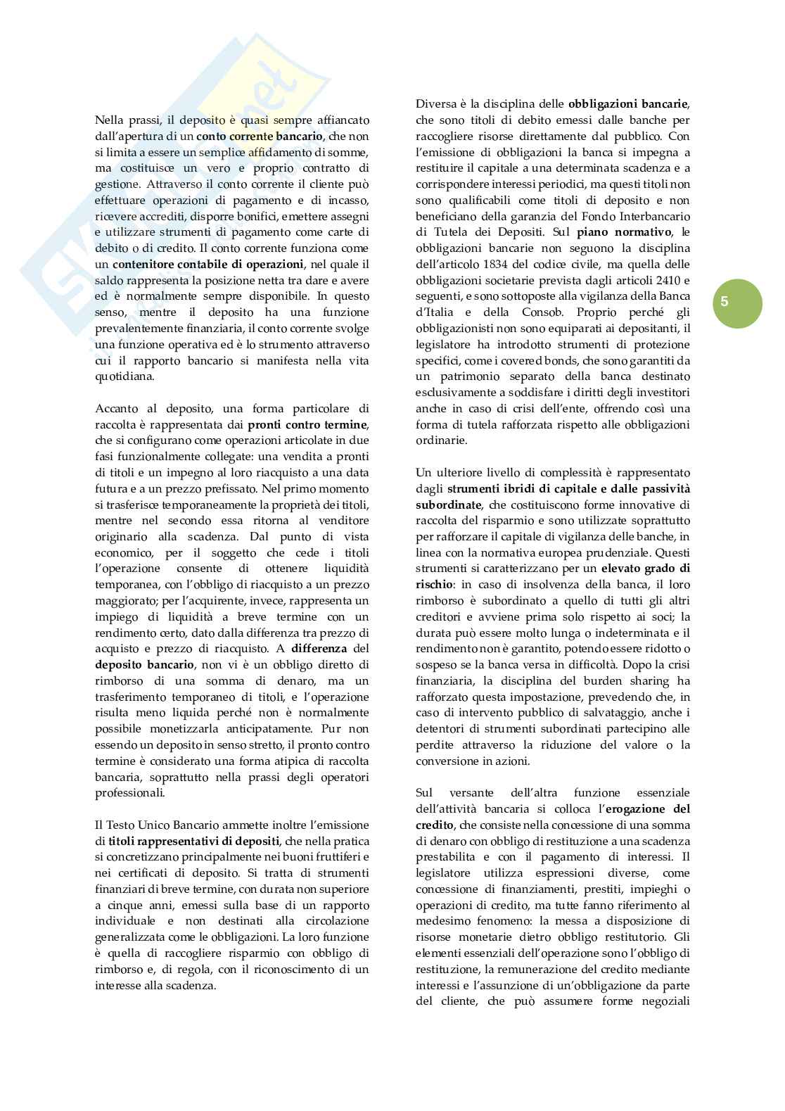 Riassunto esame Diritto degli strumenti finanziari, Prof. Acierno Stefano, libro consigliato Il diritto delle banche , Brescia Morra Pag. 6