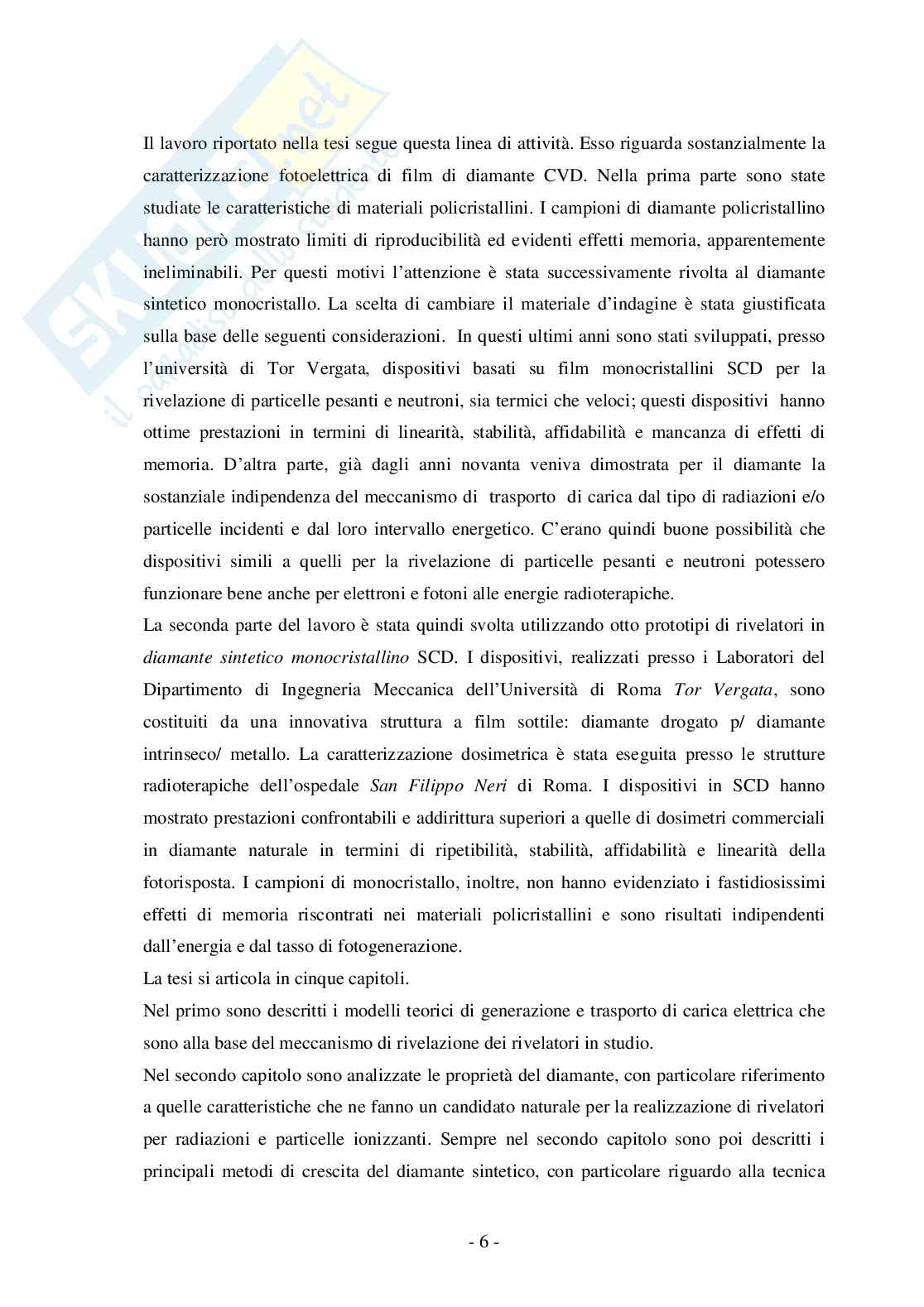 Rivelatori in diamante sintetico poli emonocristallino per radiazioni e particelle ionizzanti Pag. 6