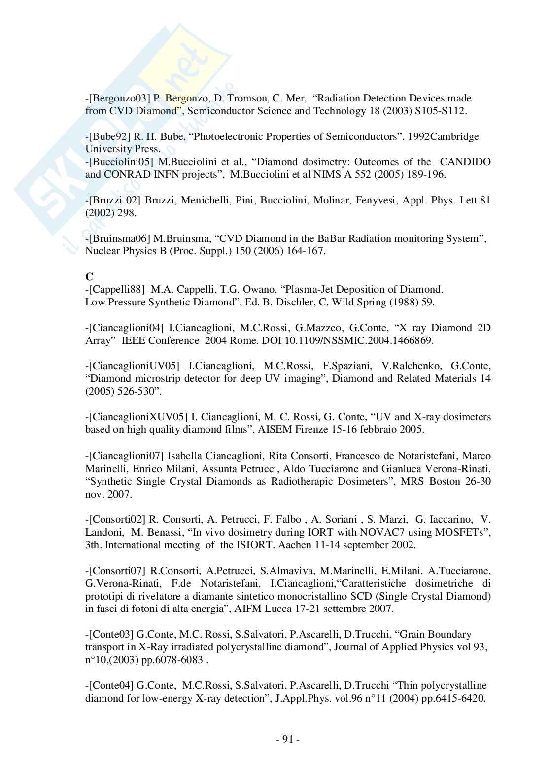 Rivelatori in diamante sintetico poli emonocristallino per radiazioni e particelle ionizzanti Pag. 91